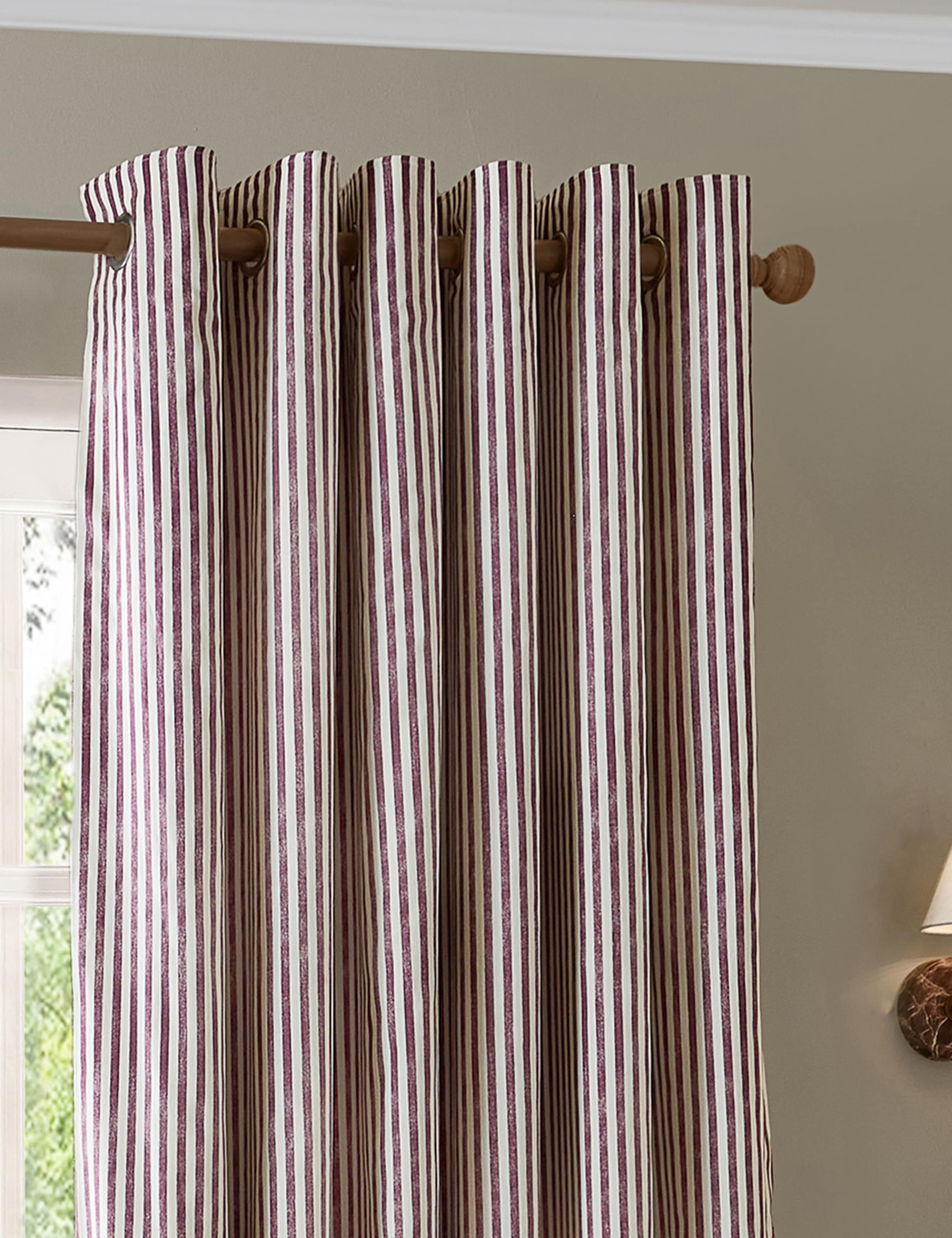 Hebden Pure Cotton Striped Eyelet Curtains
