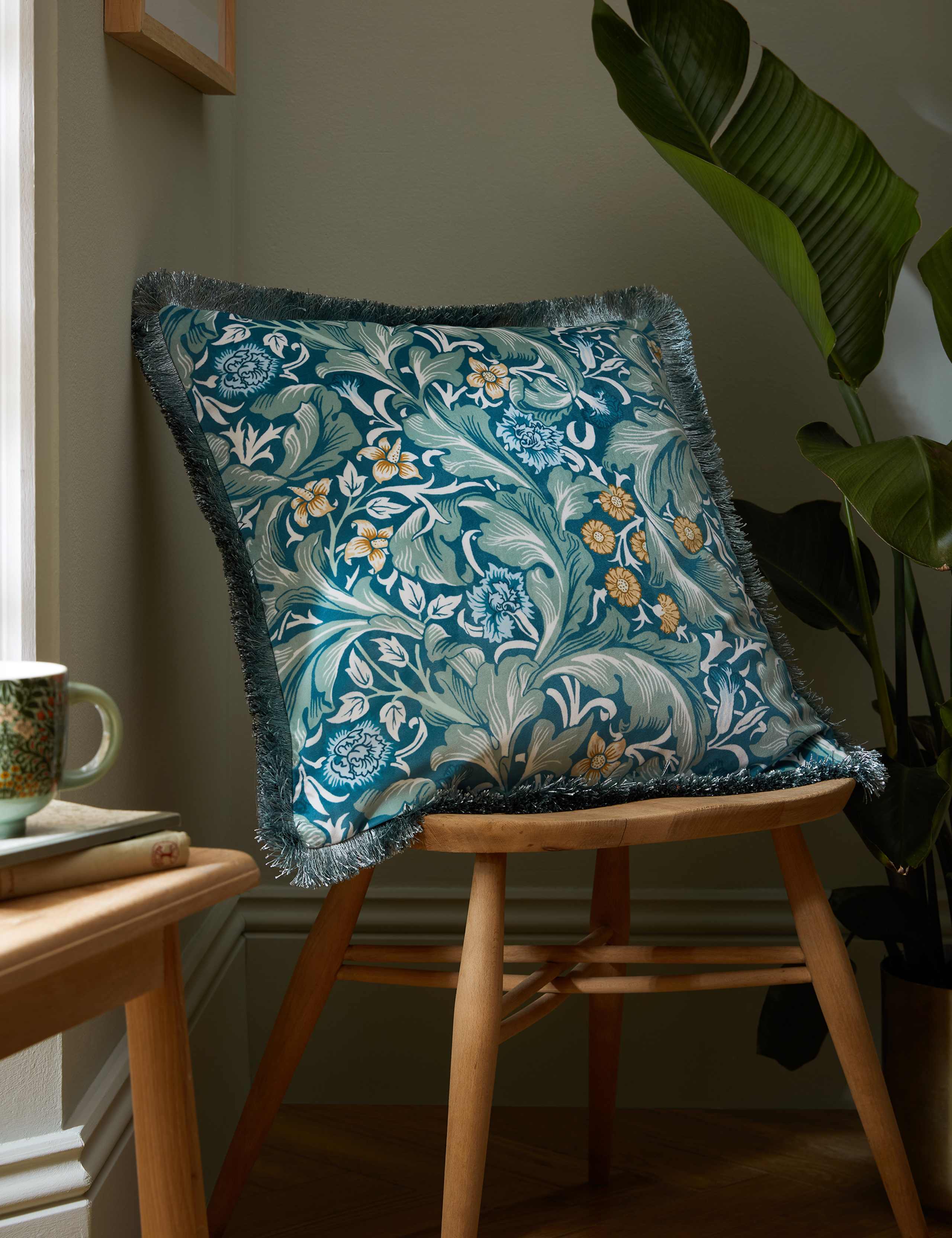 Velvet Leicester Fringed Cushion