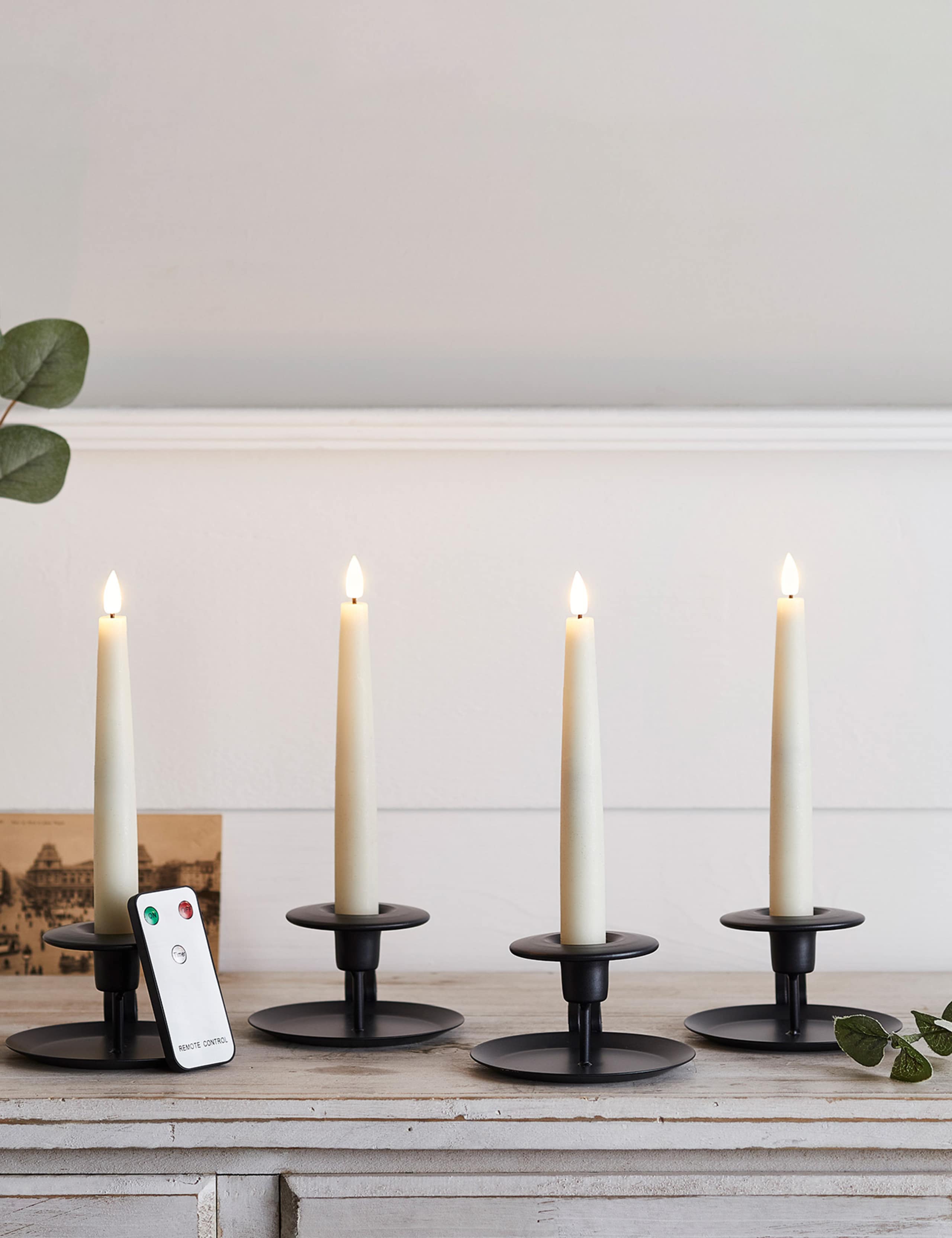 Set of 4 TruGlow® Short LED Taper Candles