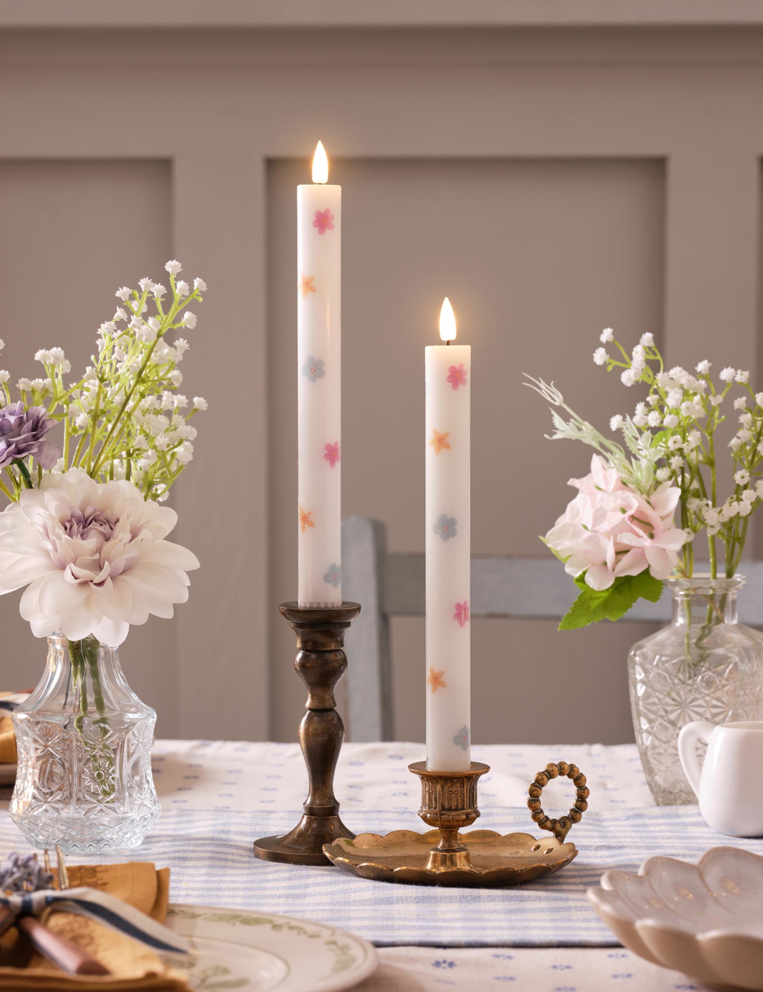 Set of 2 TruGlow Spring Taper Dinner Candles