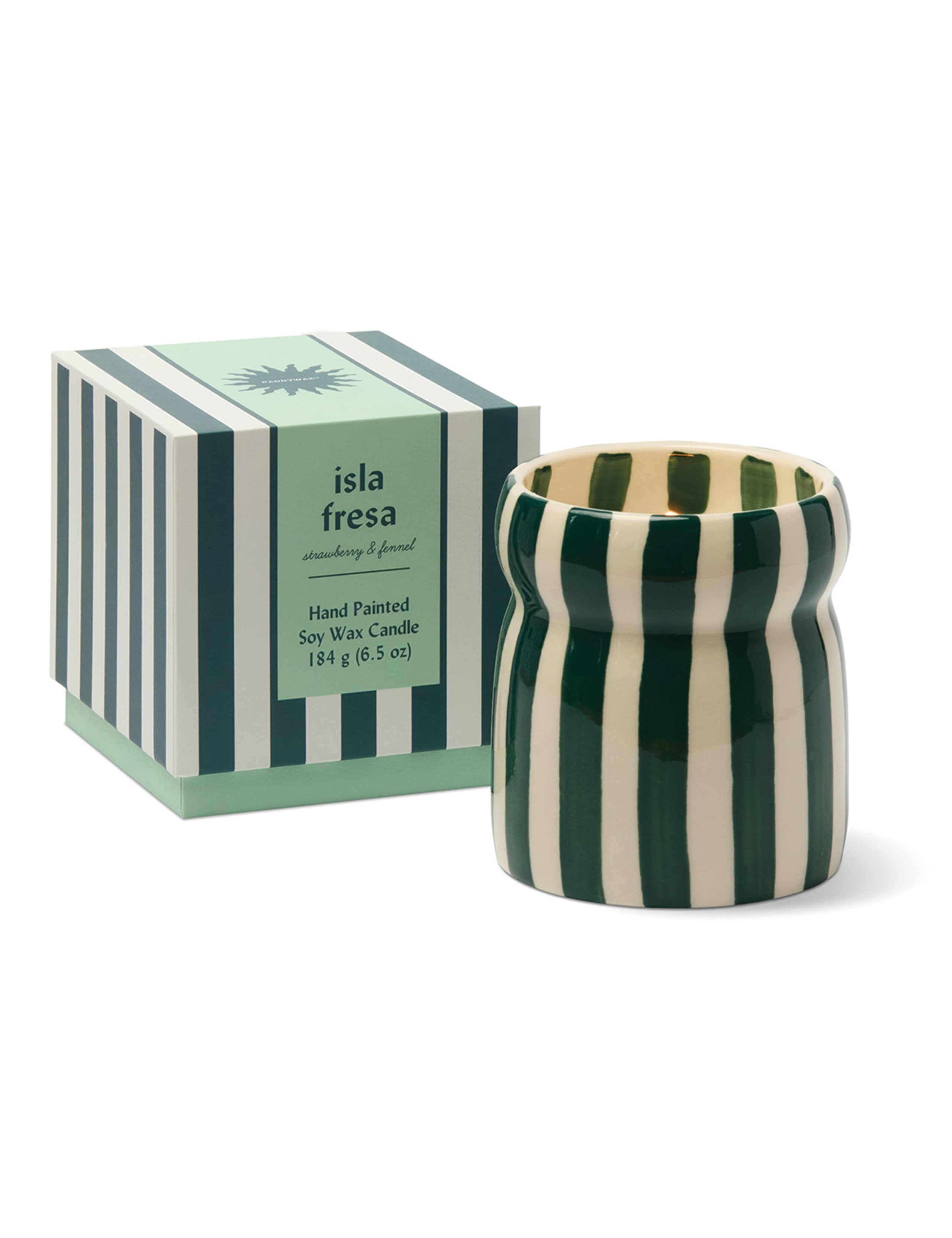 Cabana Isla Fresa Striped Ceramic Boxed Candle 184g