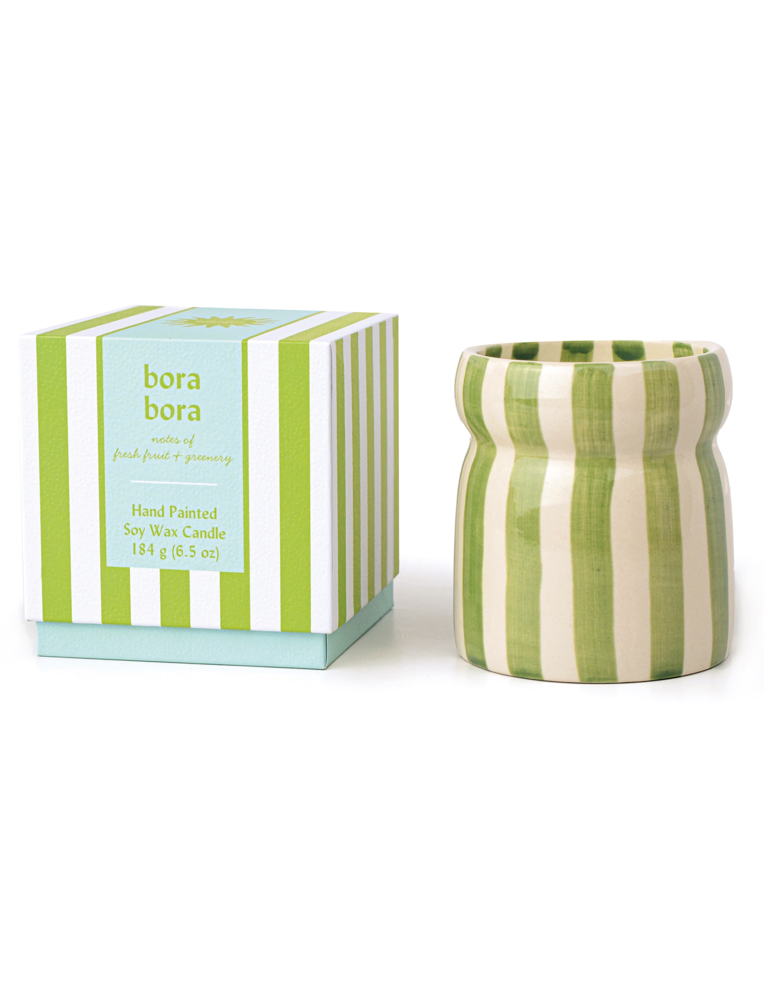 Cabana Bora Bora Striped Ceramic Boxed Candle 184g