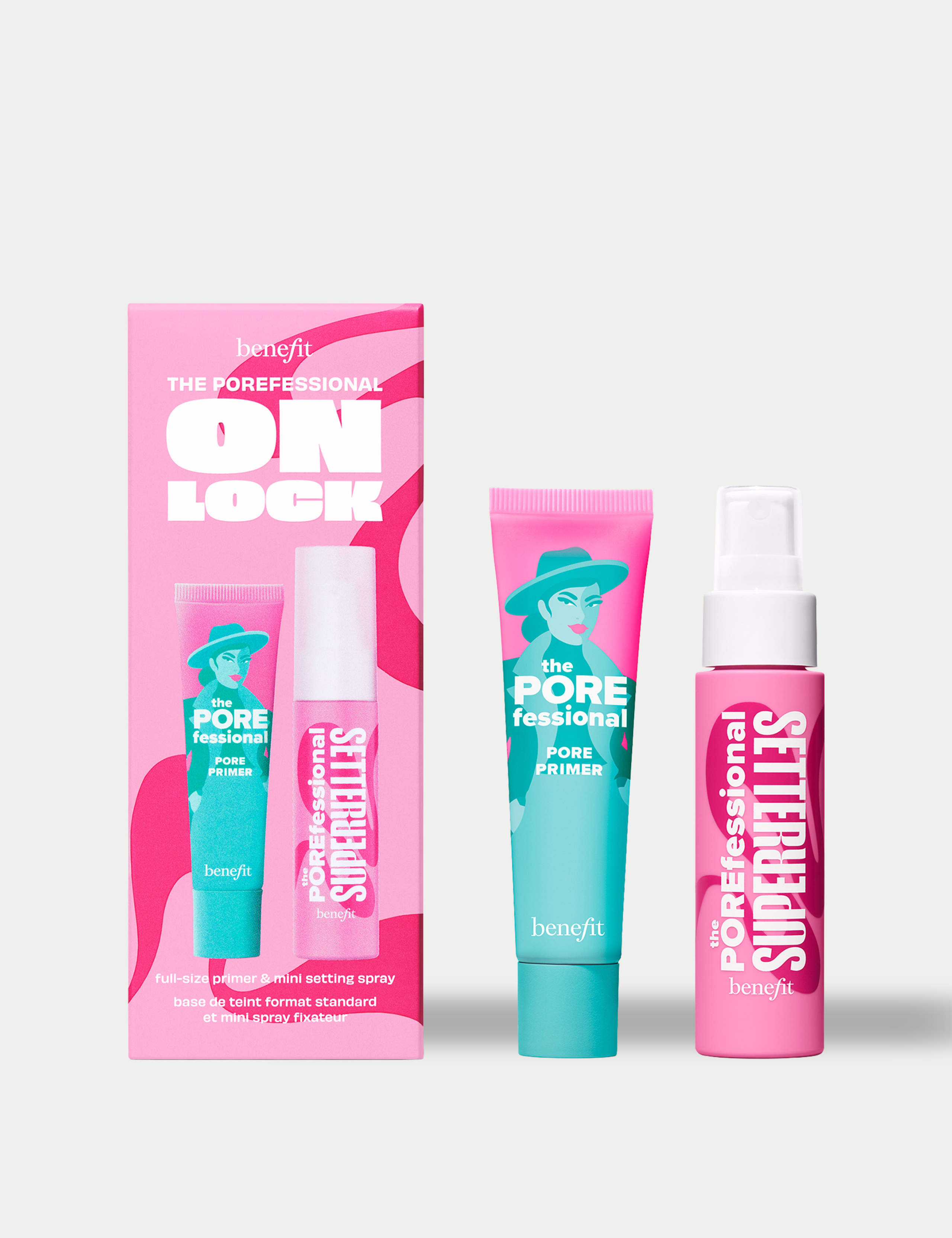 Porefessional On Lock Full-size pore primer & mini setting spray duo worth £48