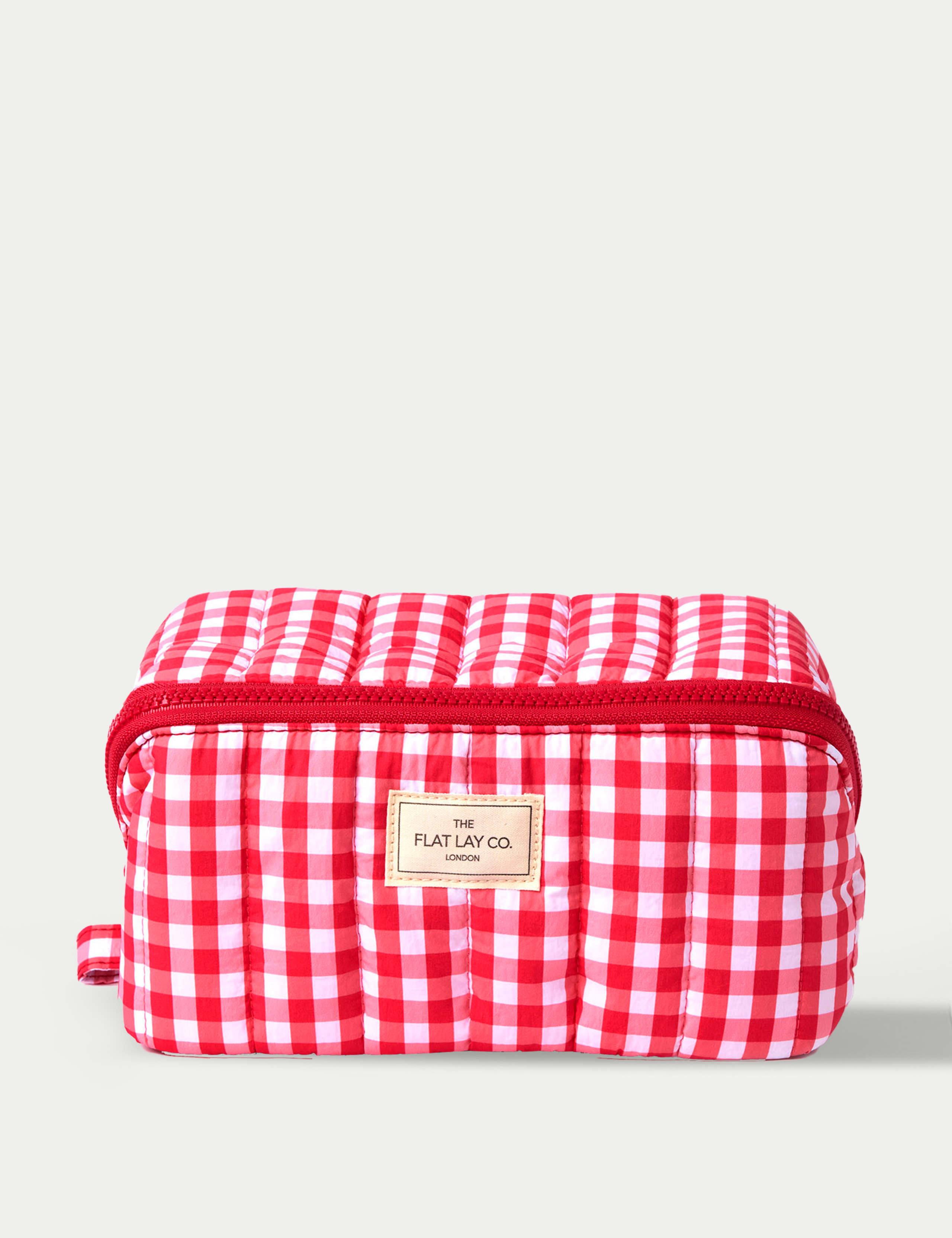 Flat Lay Makeup Box Bag - Red Gingham Marshmallow