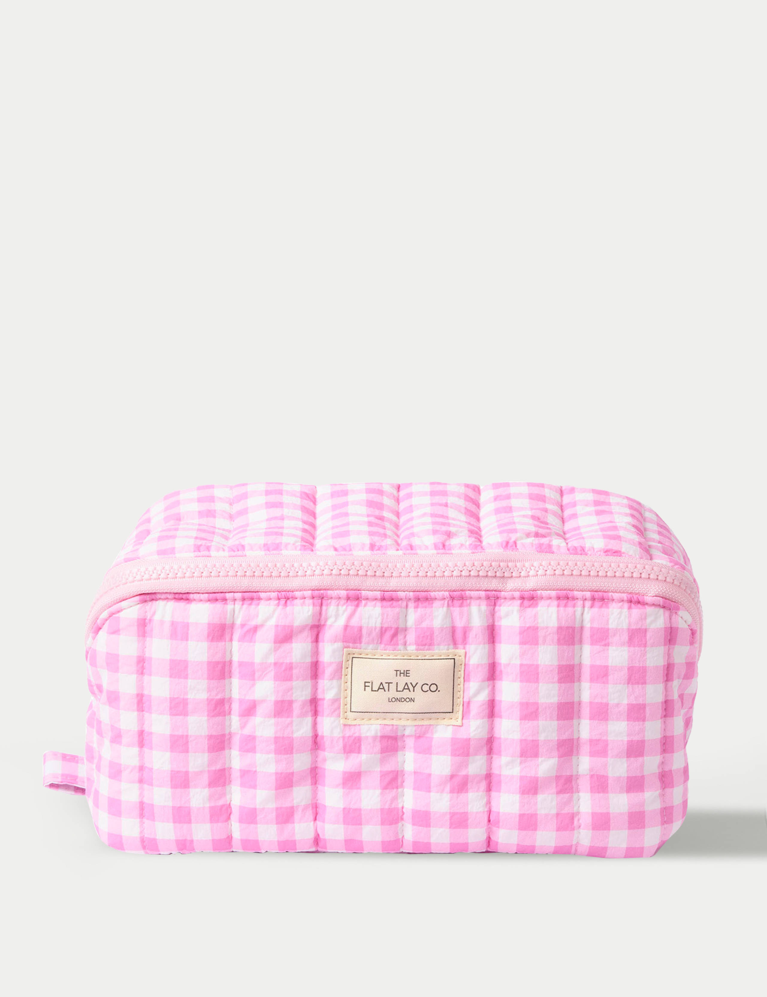 Flat Lay Makeup Box Bag - Pink Gingham Marshmallow