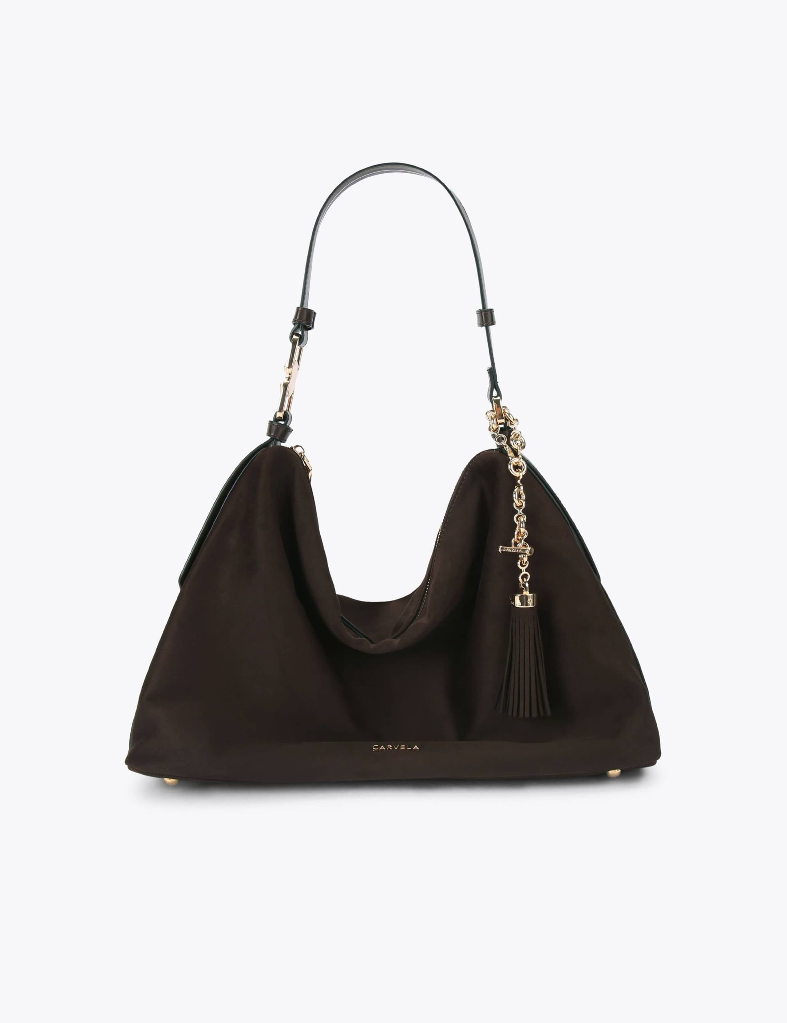 Faux Suede Hobo Shoulder Bag