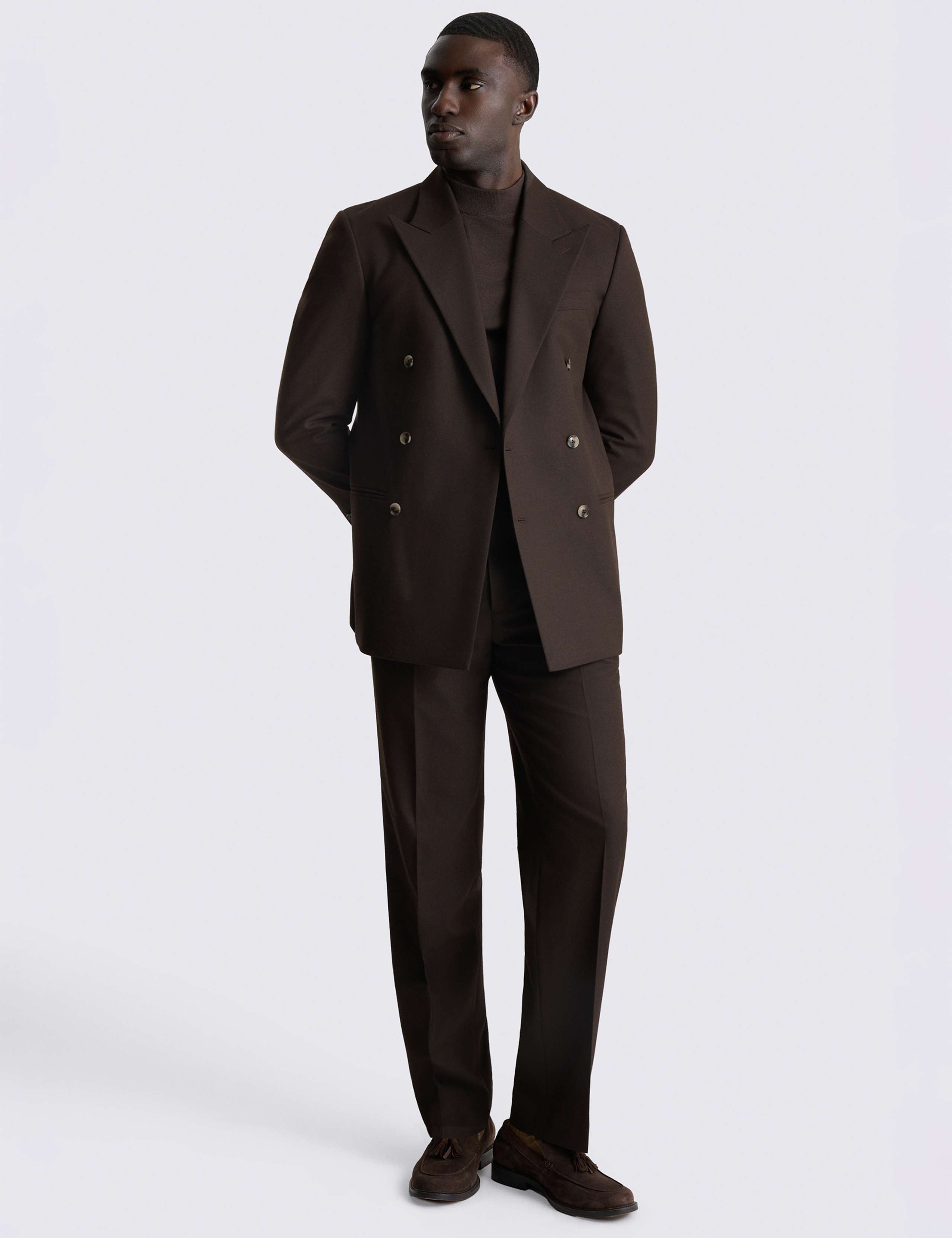 2 Piece Relaxed Fit Flannel Double Breasted Suit 1 of 5