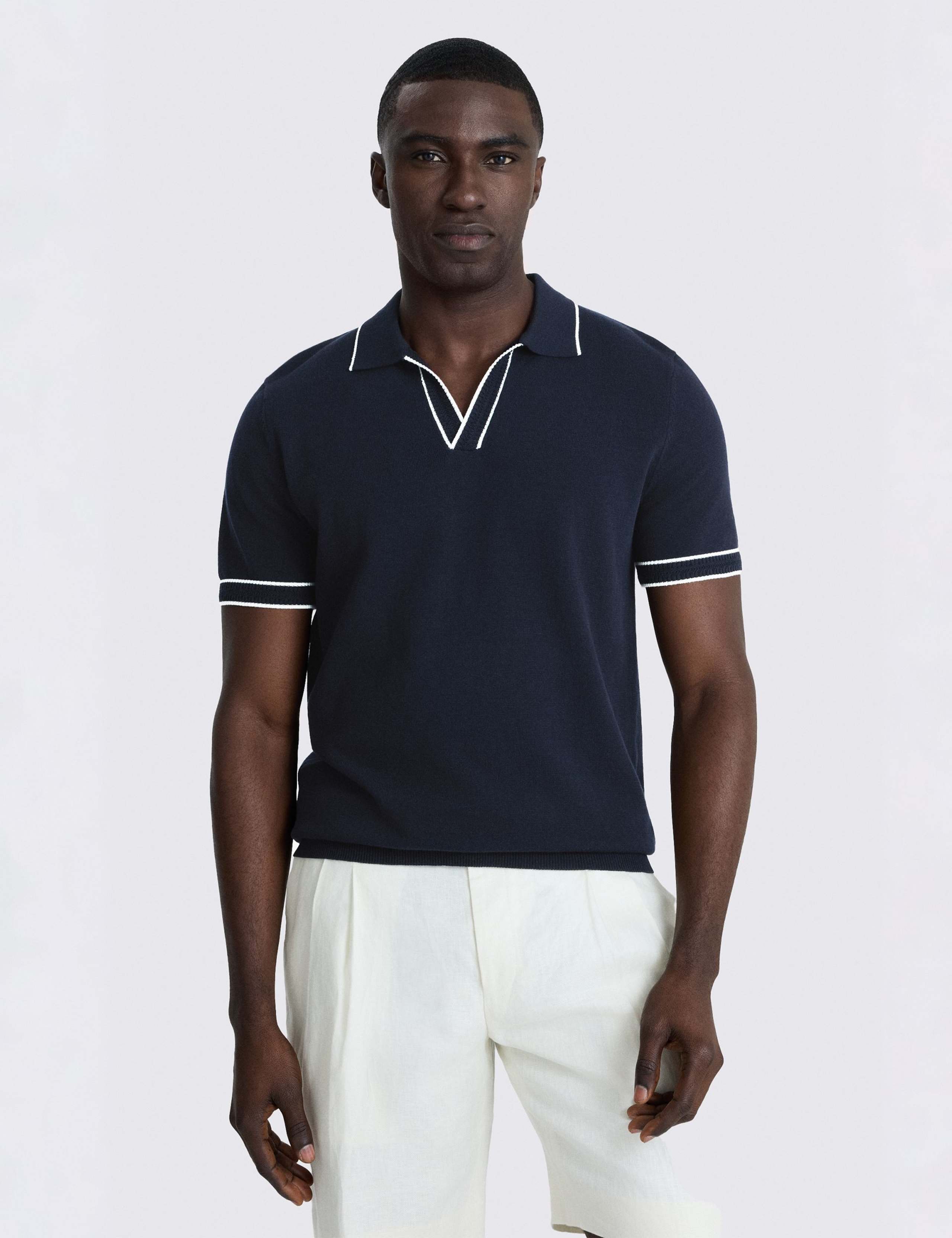 Contrast Placket Skipper Polo Shirt