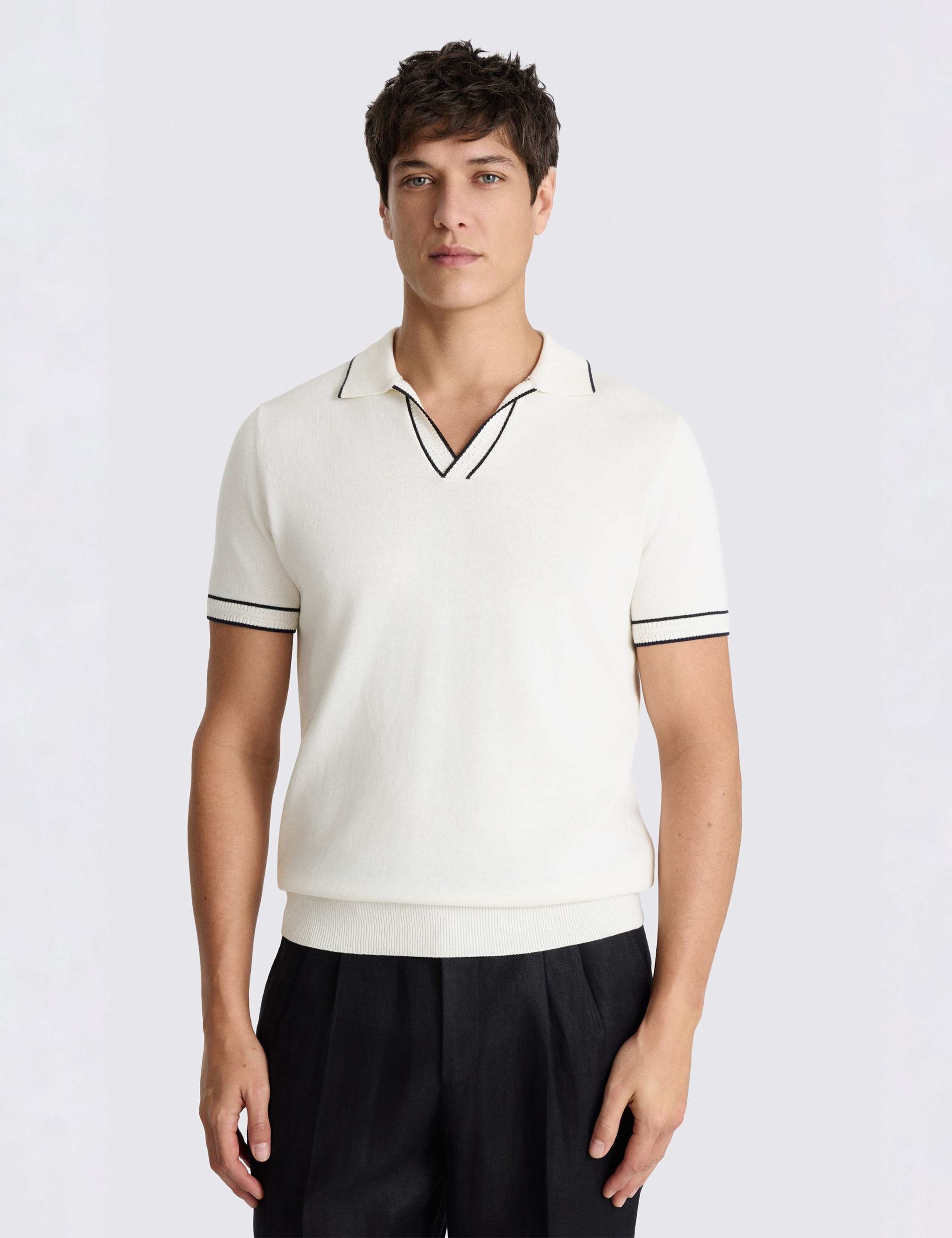 Contrast Placket Skipper Polo Shirt