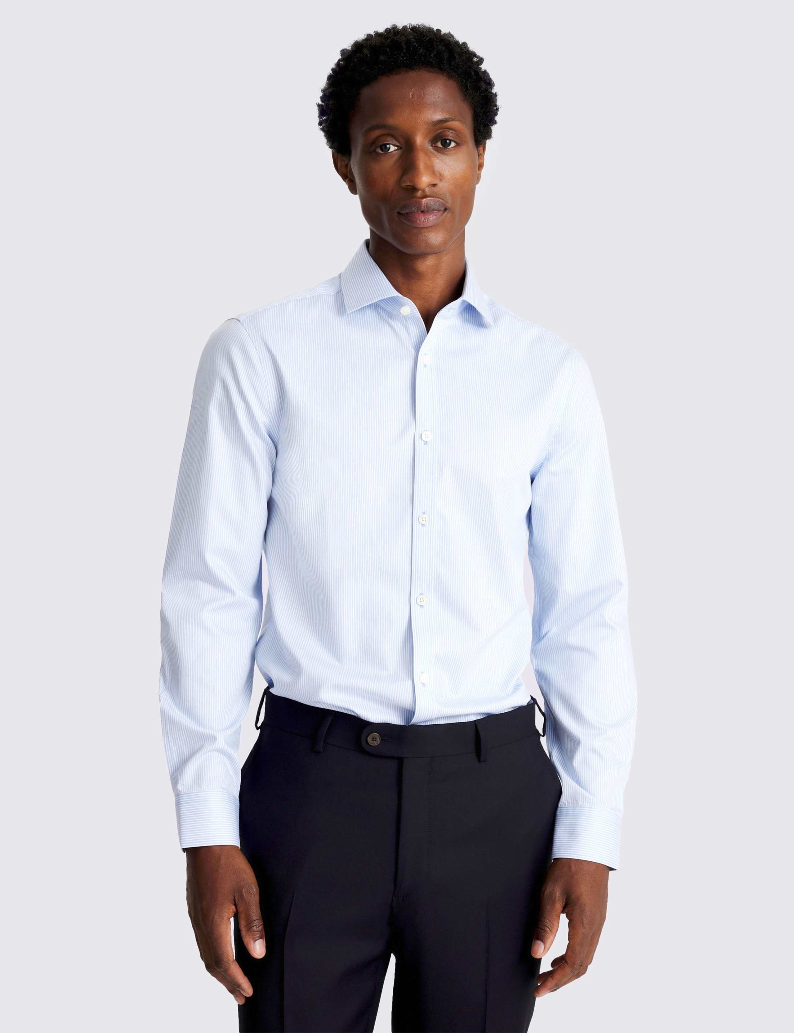 Slim Fit Non Iron Pure Cotton Striped Shirt