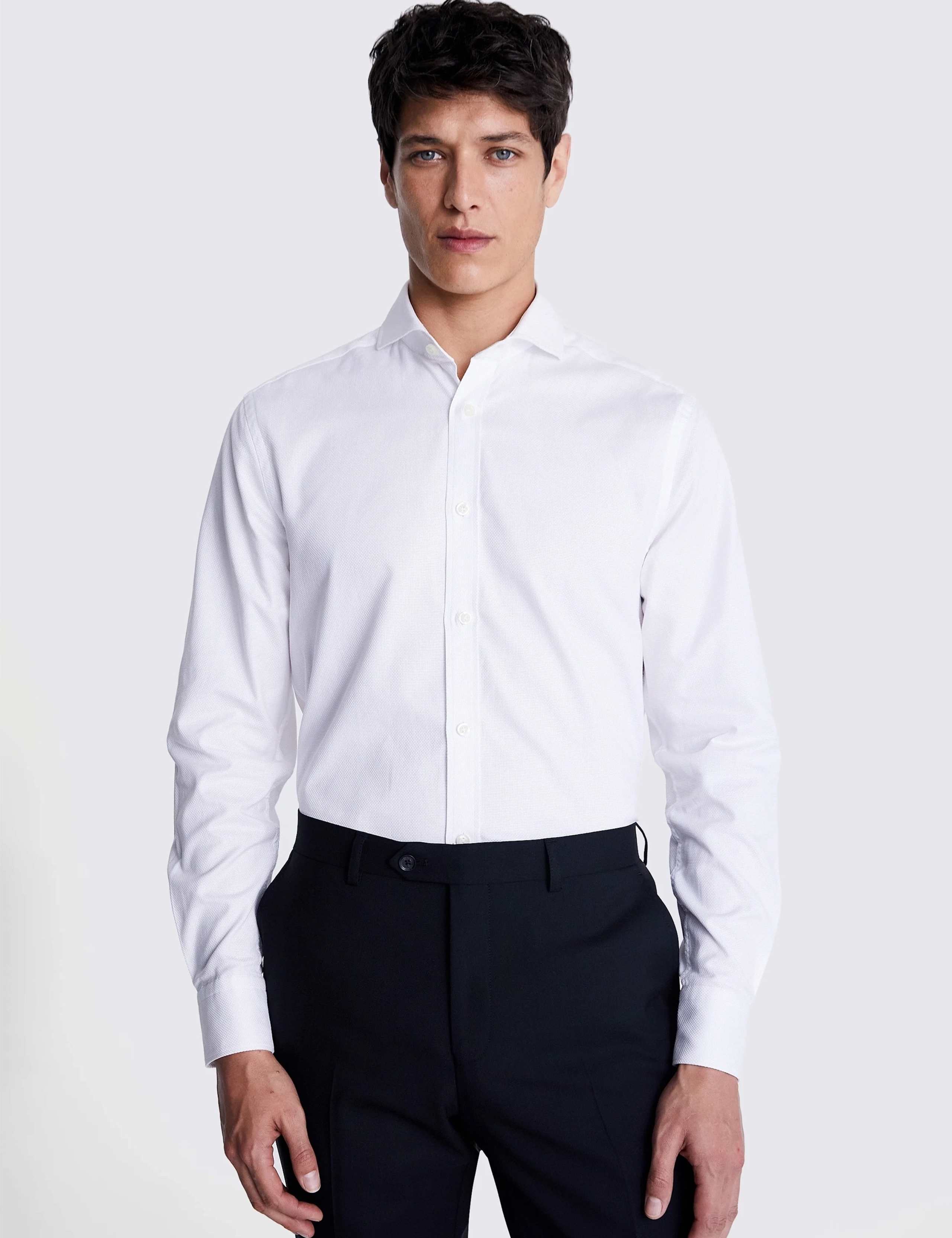 Tailored Fit Pure Cotton Dobby Luxury Shirt