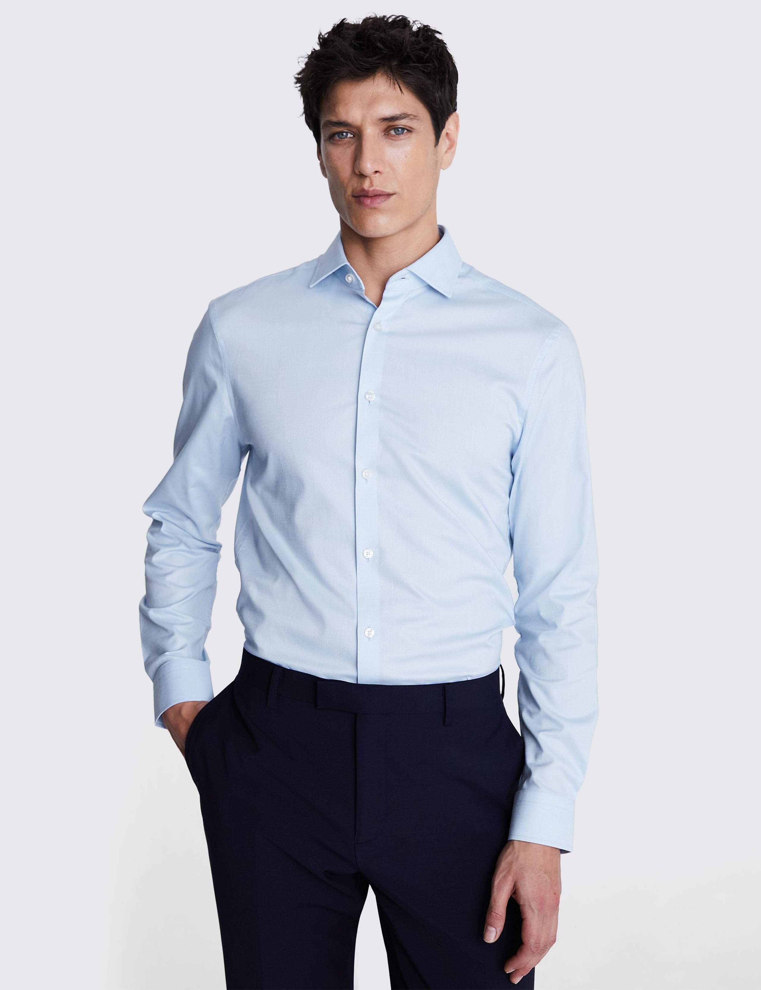 Slim Fit Cotton Rich Dobby Stretch Shirt