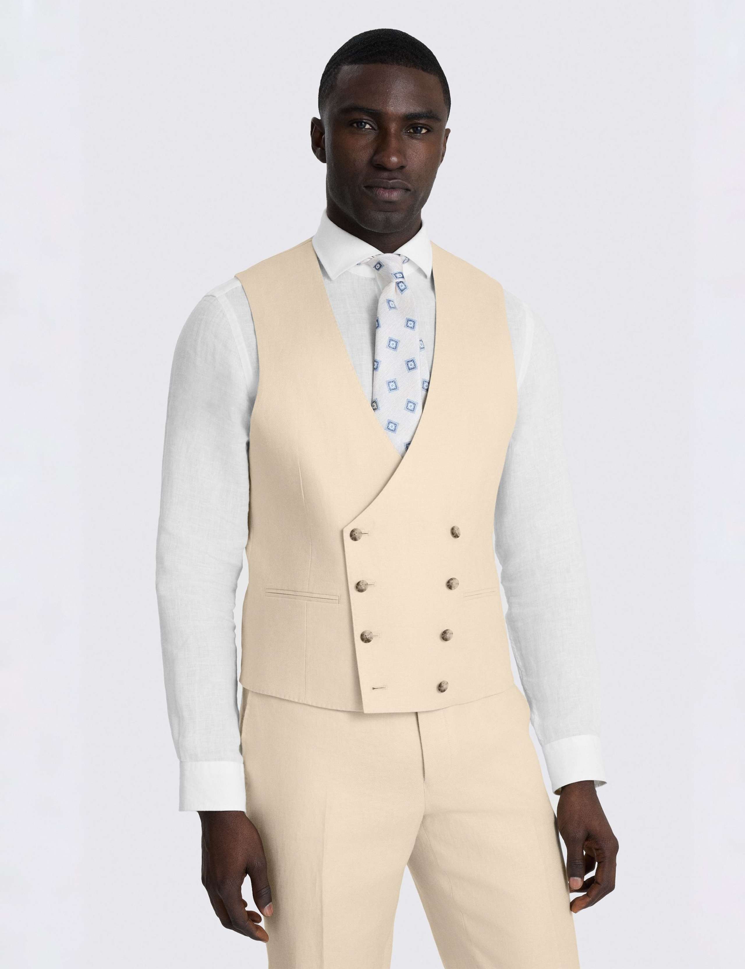 Tailored Fit Pure Linen Twill Waistcoat