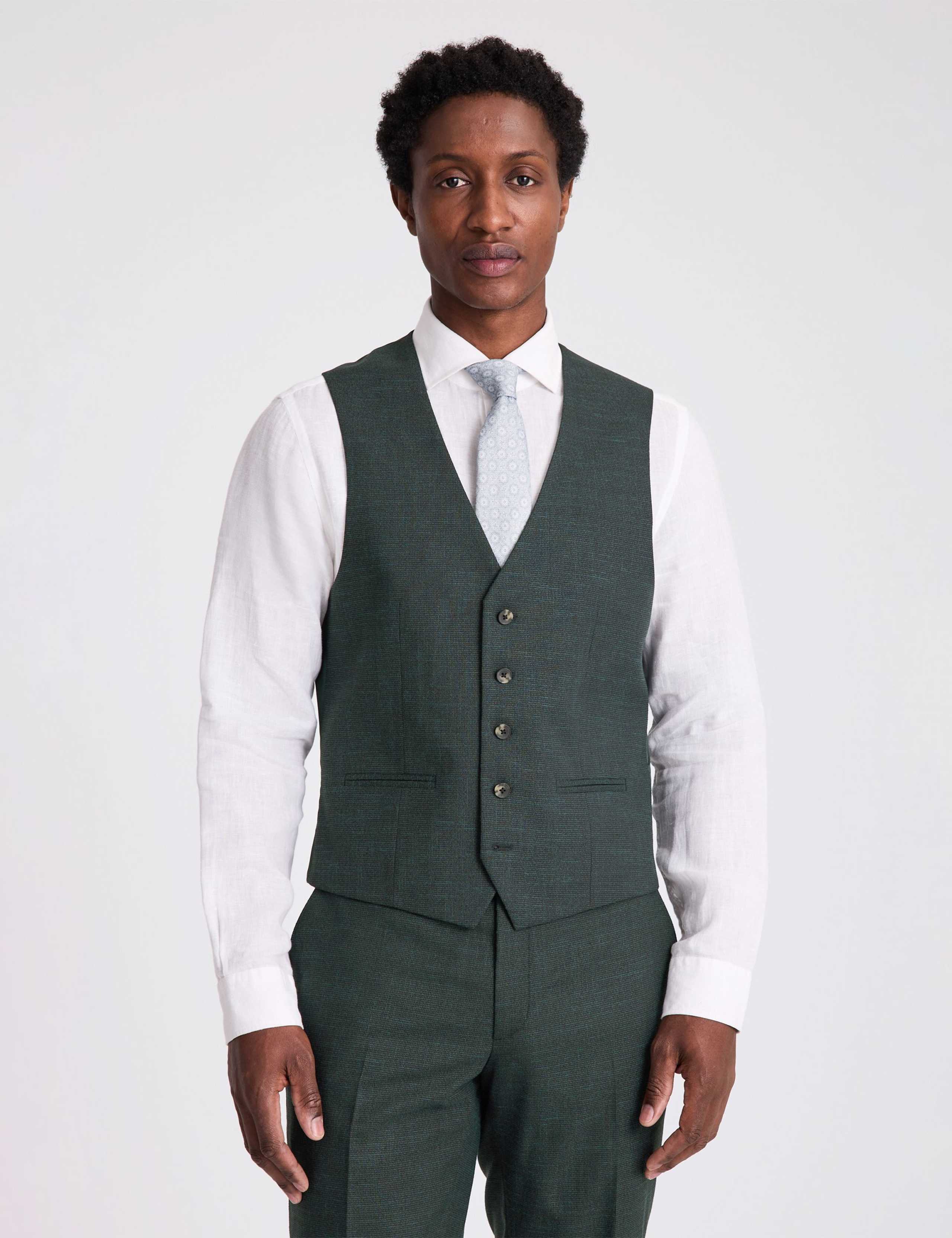 Slim Fit Wool Rich Puppytooth Waistcoat
