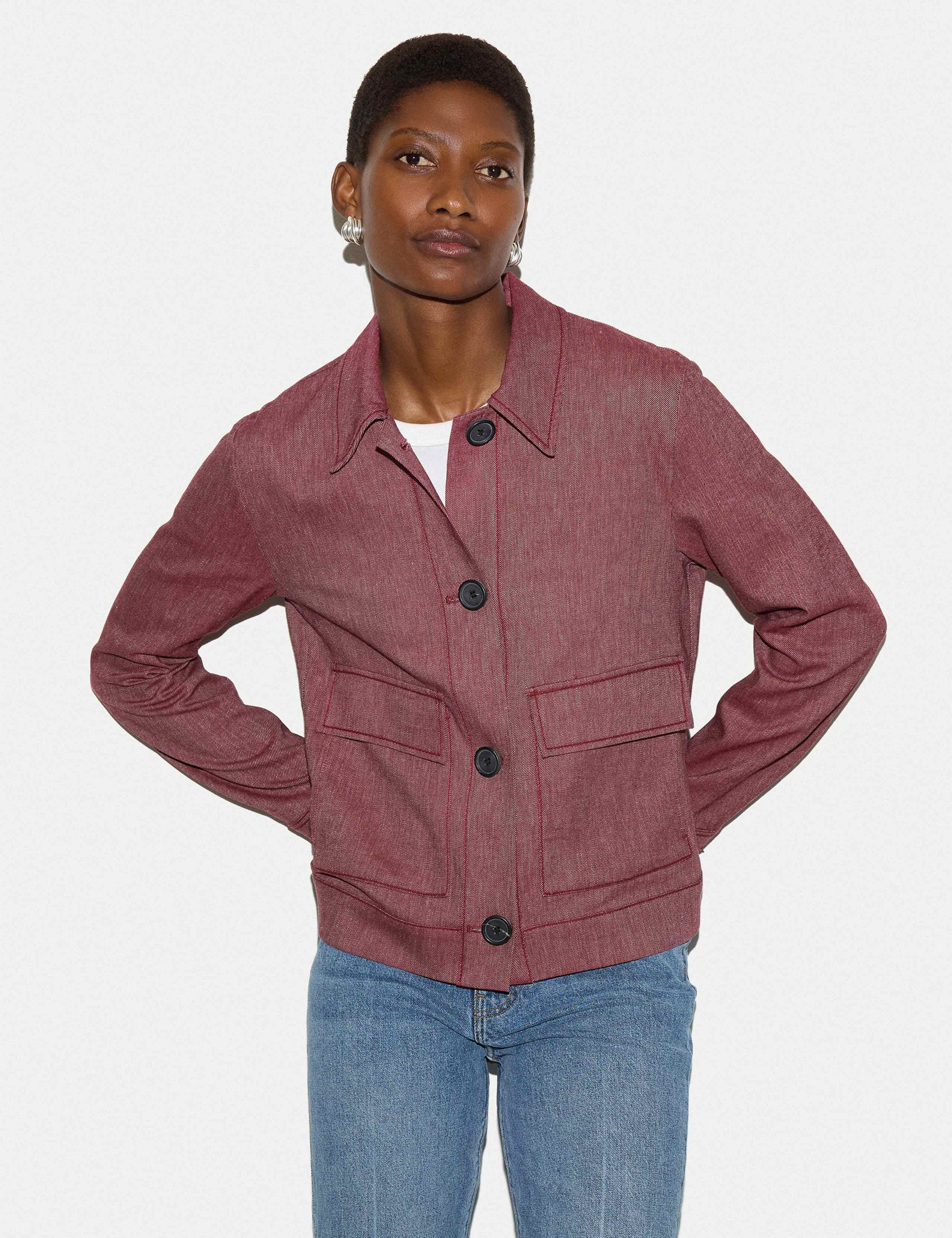 Textured Collared Utility Jacket with Linen