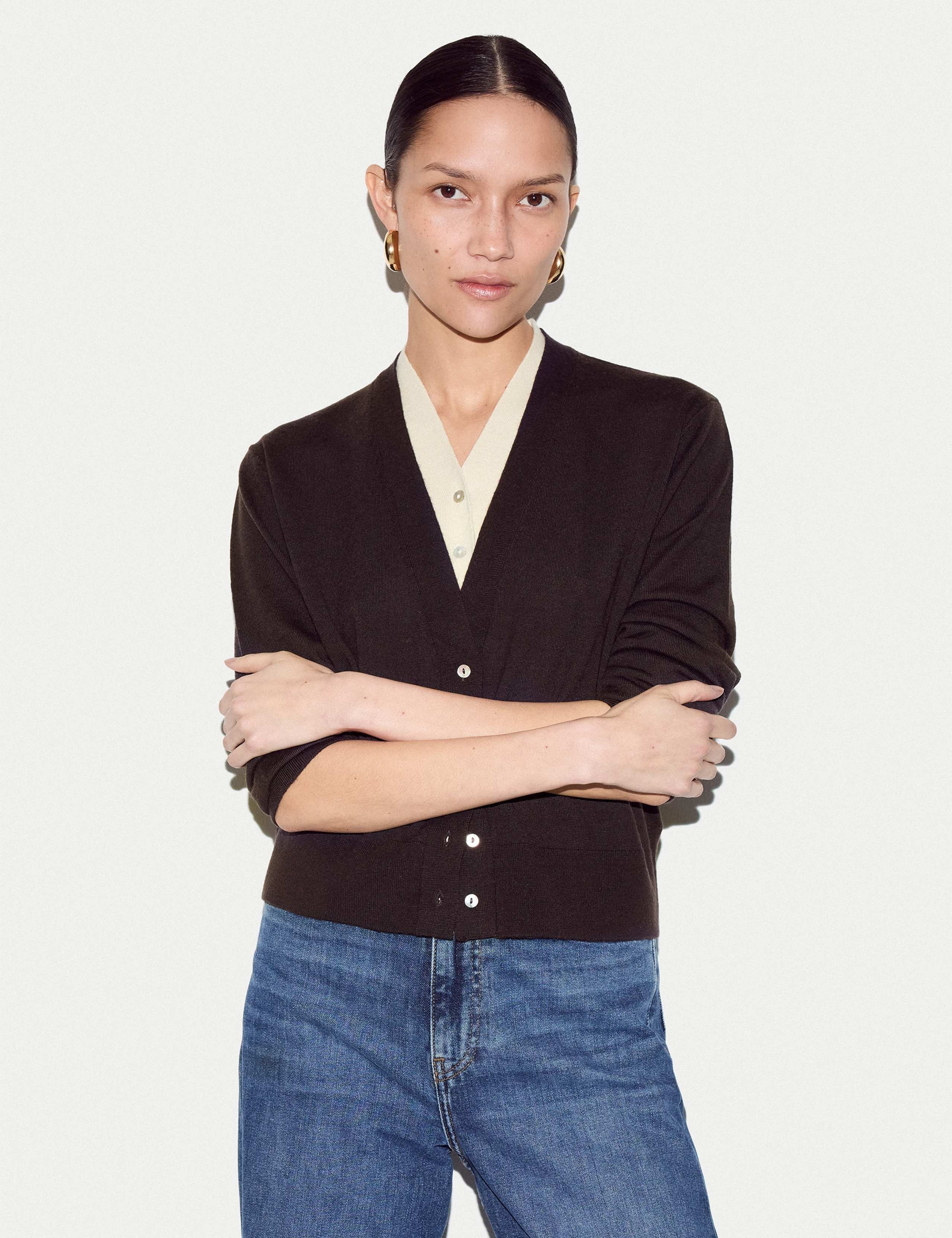 Pure Merino Wool Double Layer Cardigan