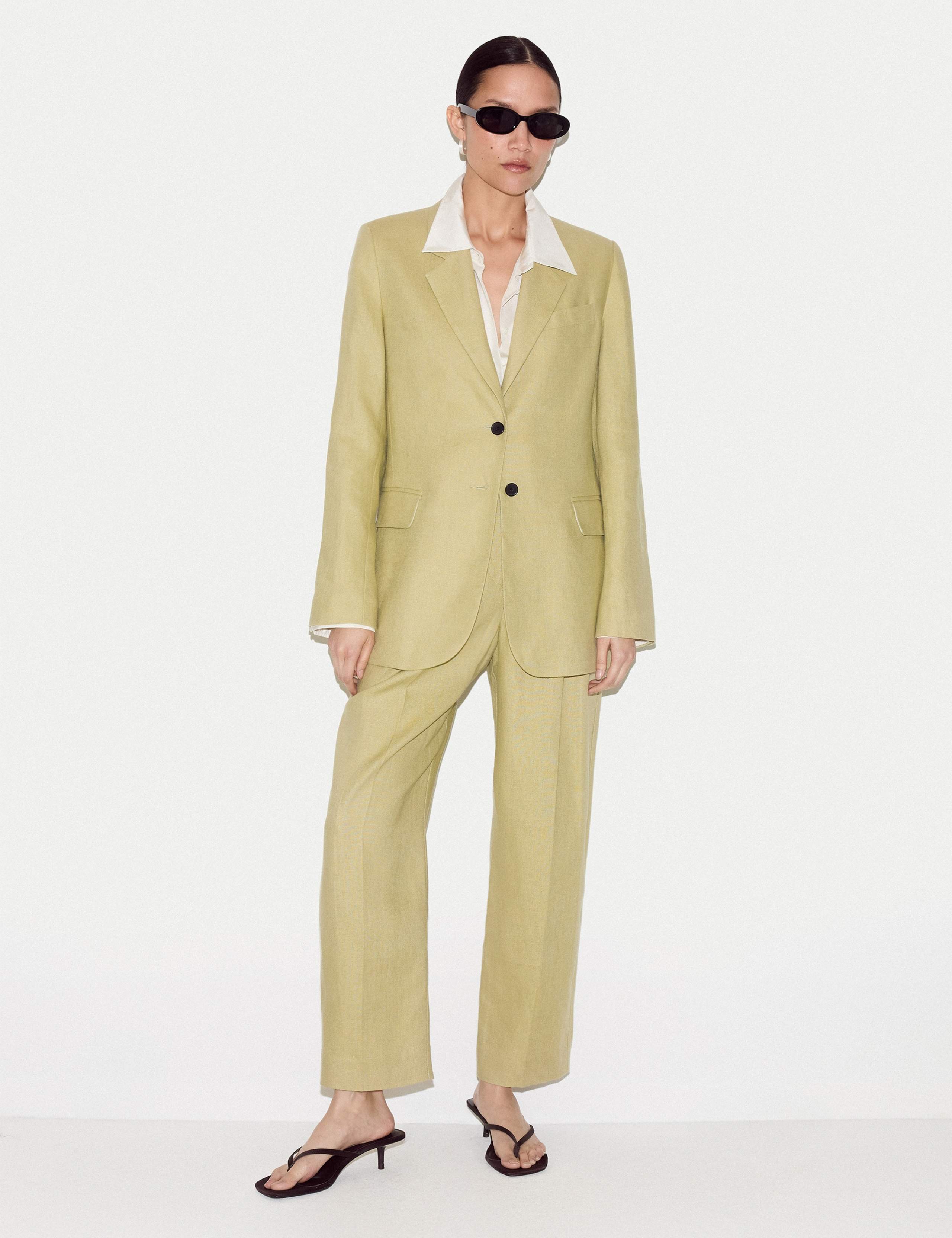 Pure Linen Tapered Ankle Grazer Trousers