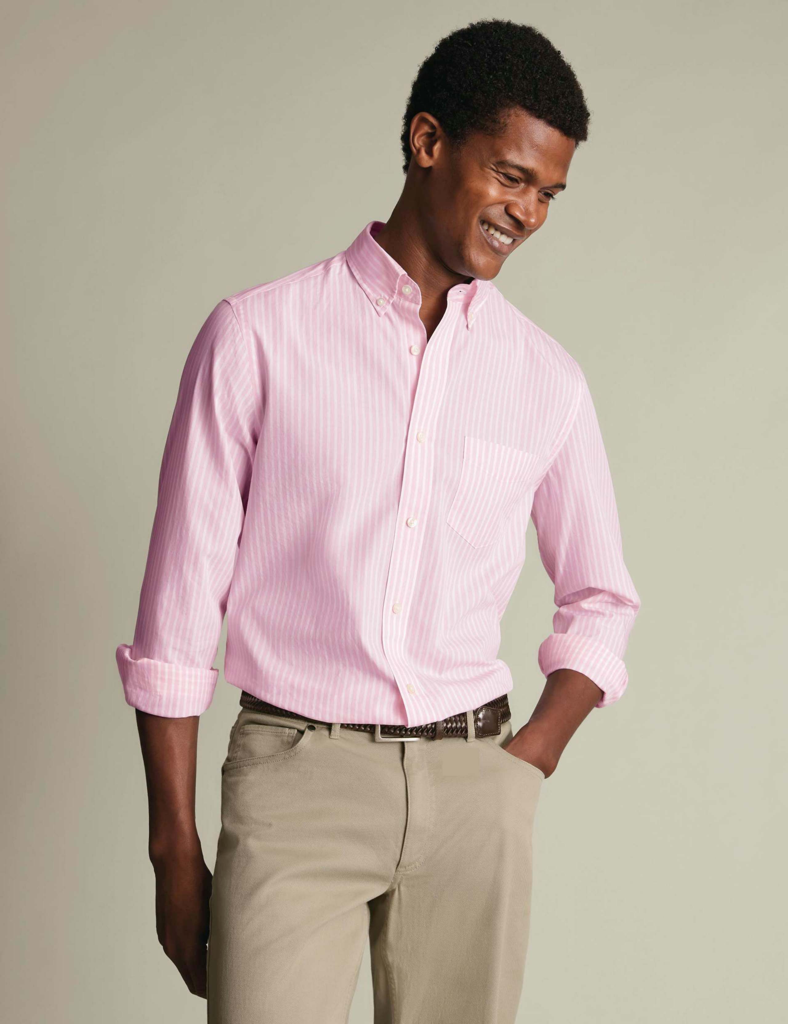 Striped Stretch Washed Poplin Oxford Shirt