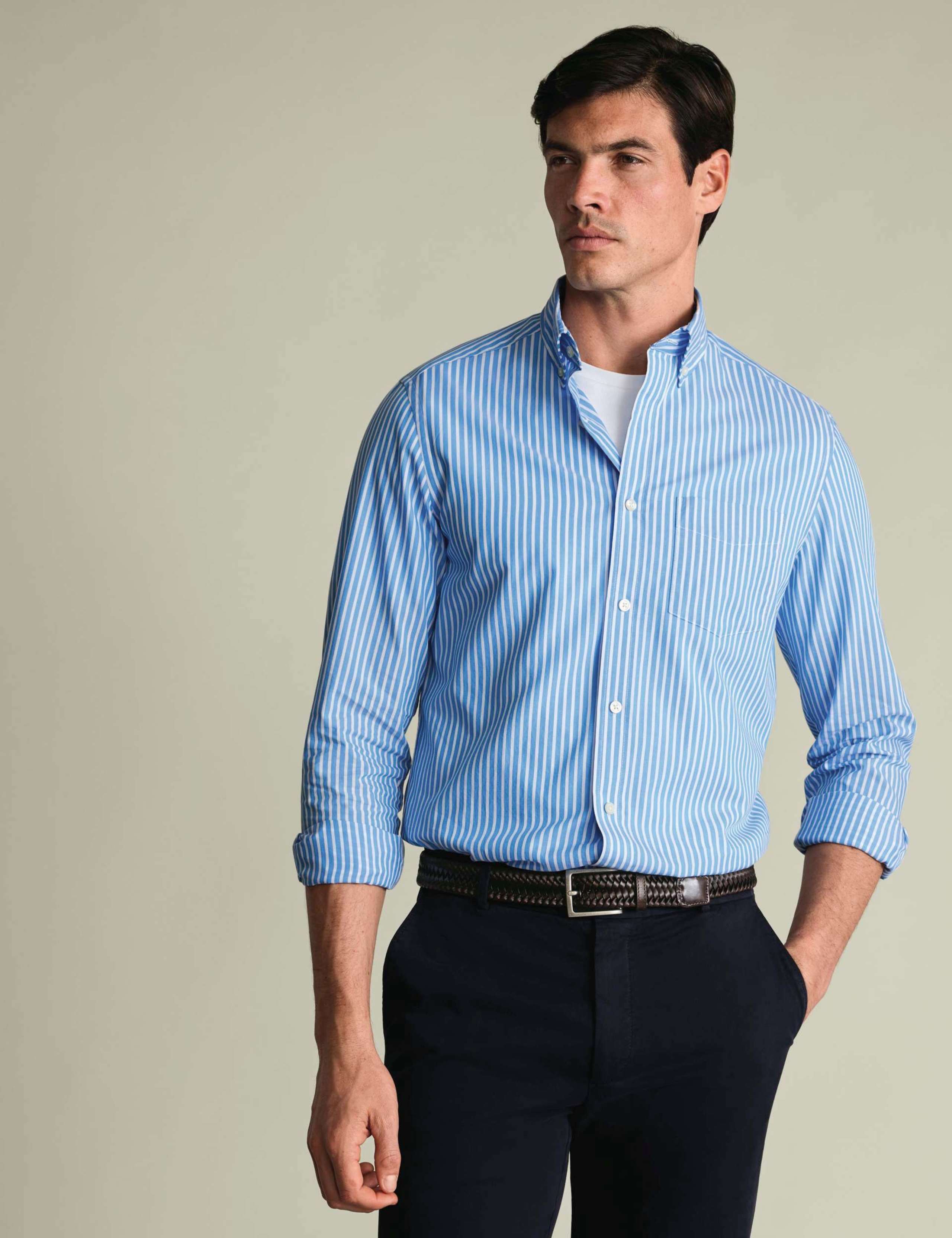 Striped Stretch Washed Poplin Oxford Shirt