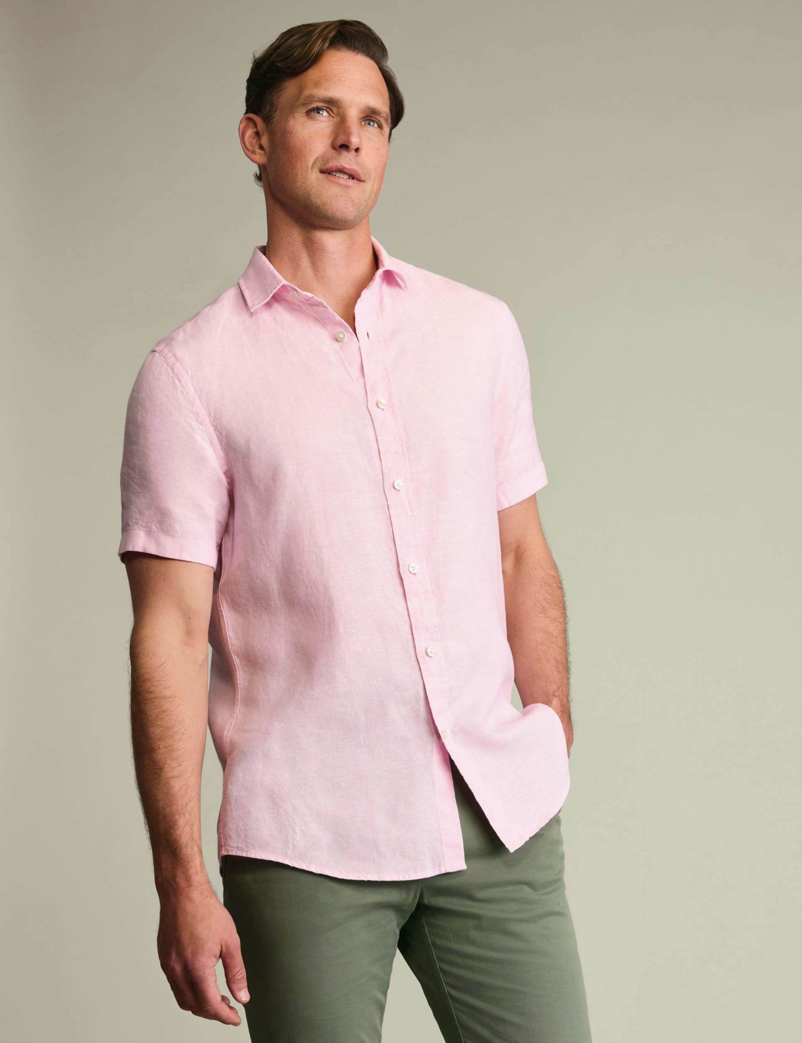 Slim Fit Pure Linen Short Sleeve Shirt