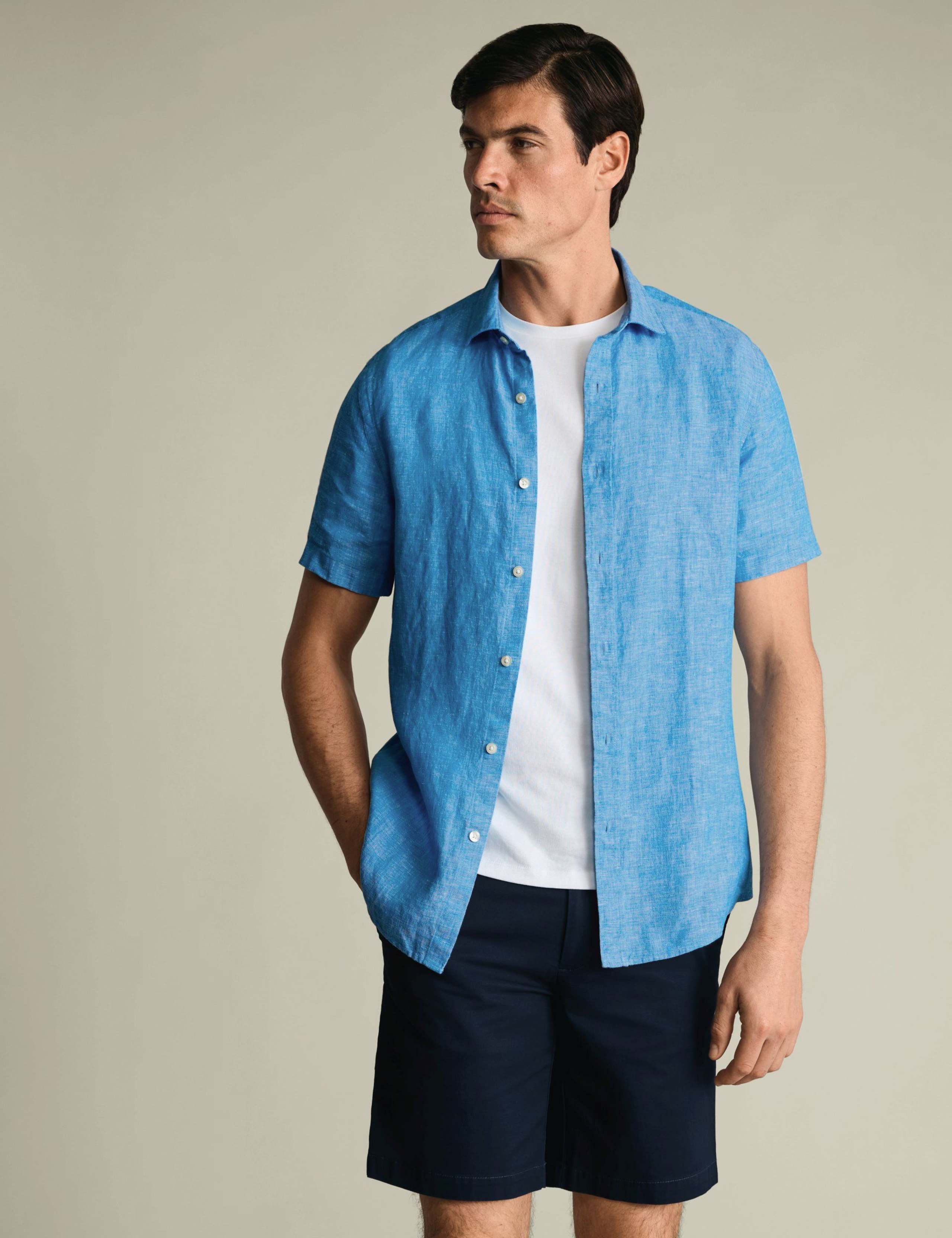 Slim Fit Pure Linen Short Sleeve Shirt