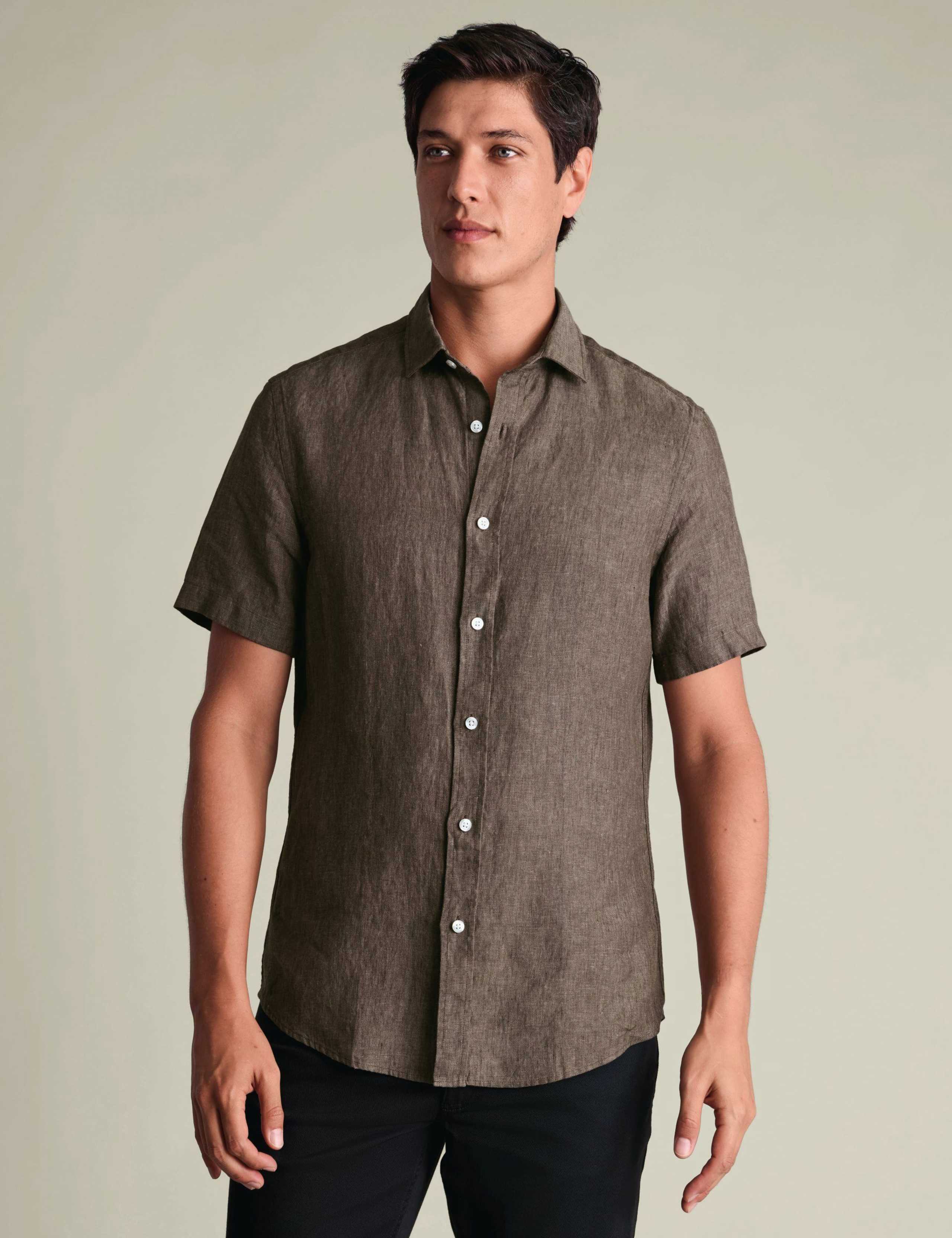 Slim Fit Pure Linen Short Sleeve Shirt