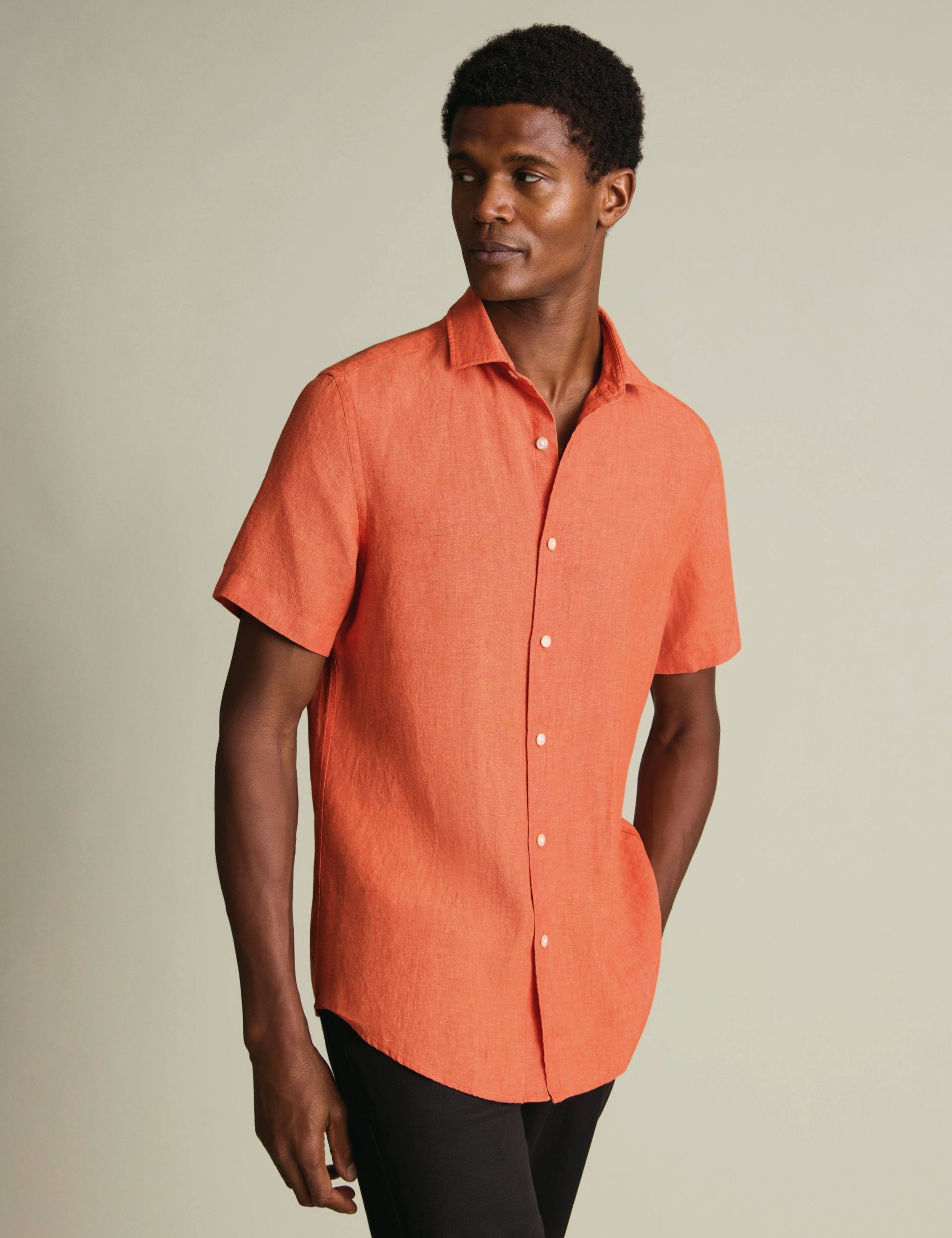 Slim Fit Pure Linen Short Sleeve Shirt