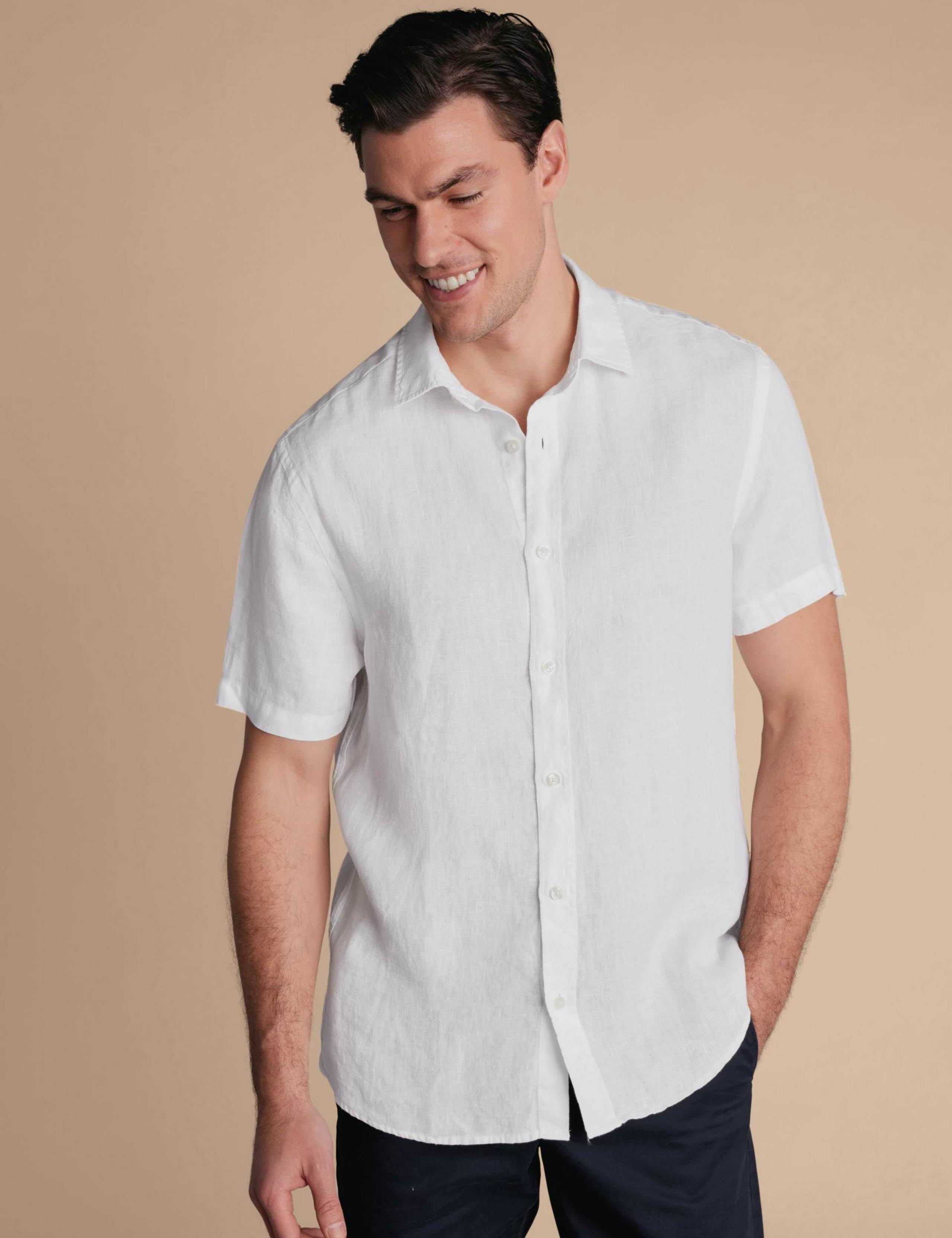 Slim Fit Pure Linen Short Sleeve Shirt