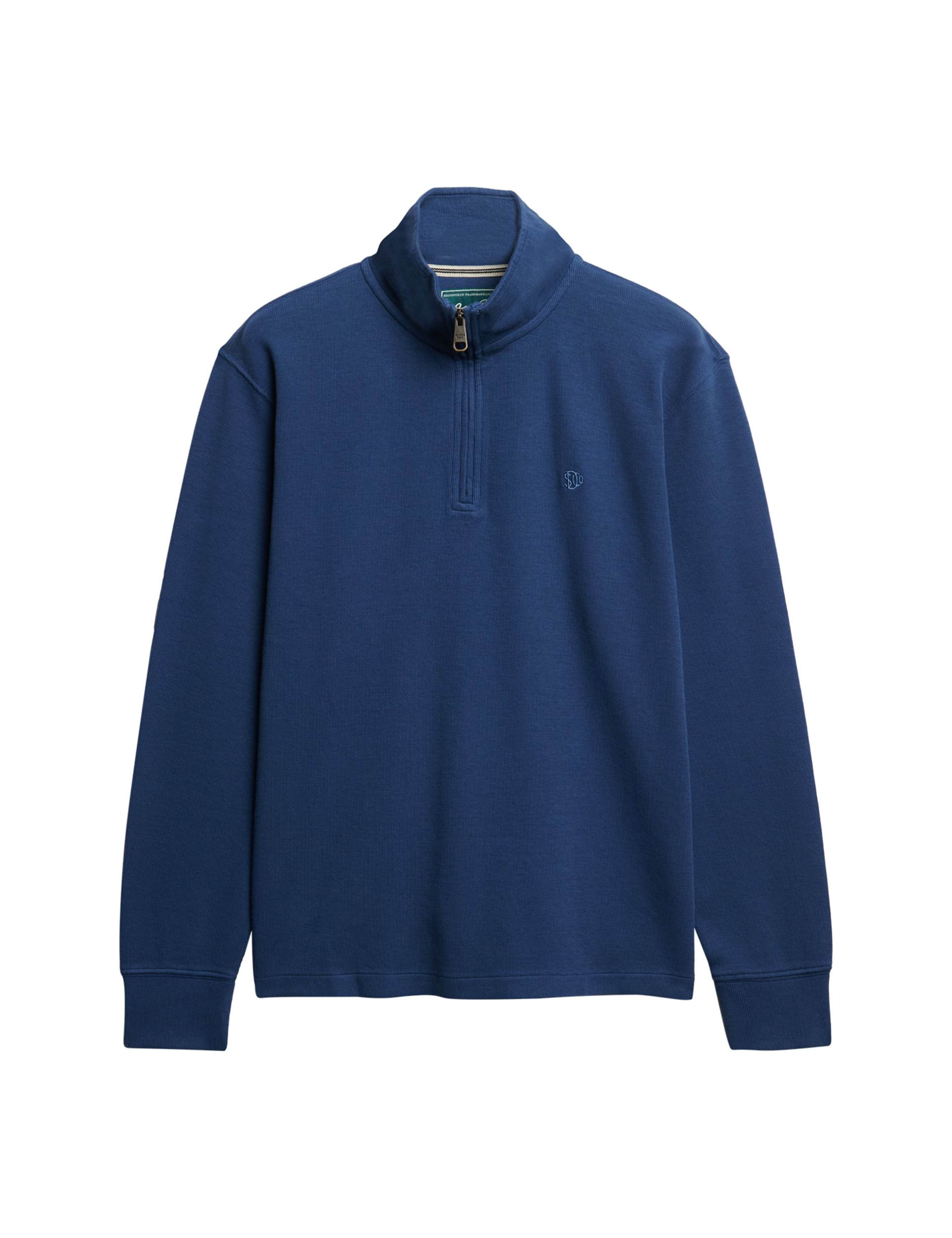 Pure Cotton Ribbed Half Zip Jumper