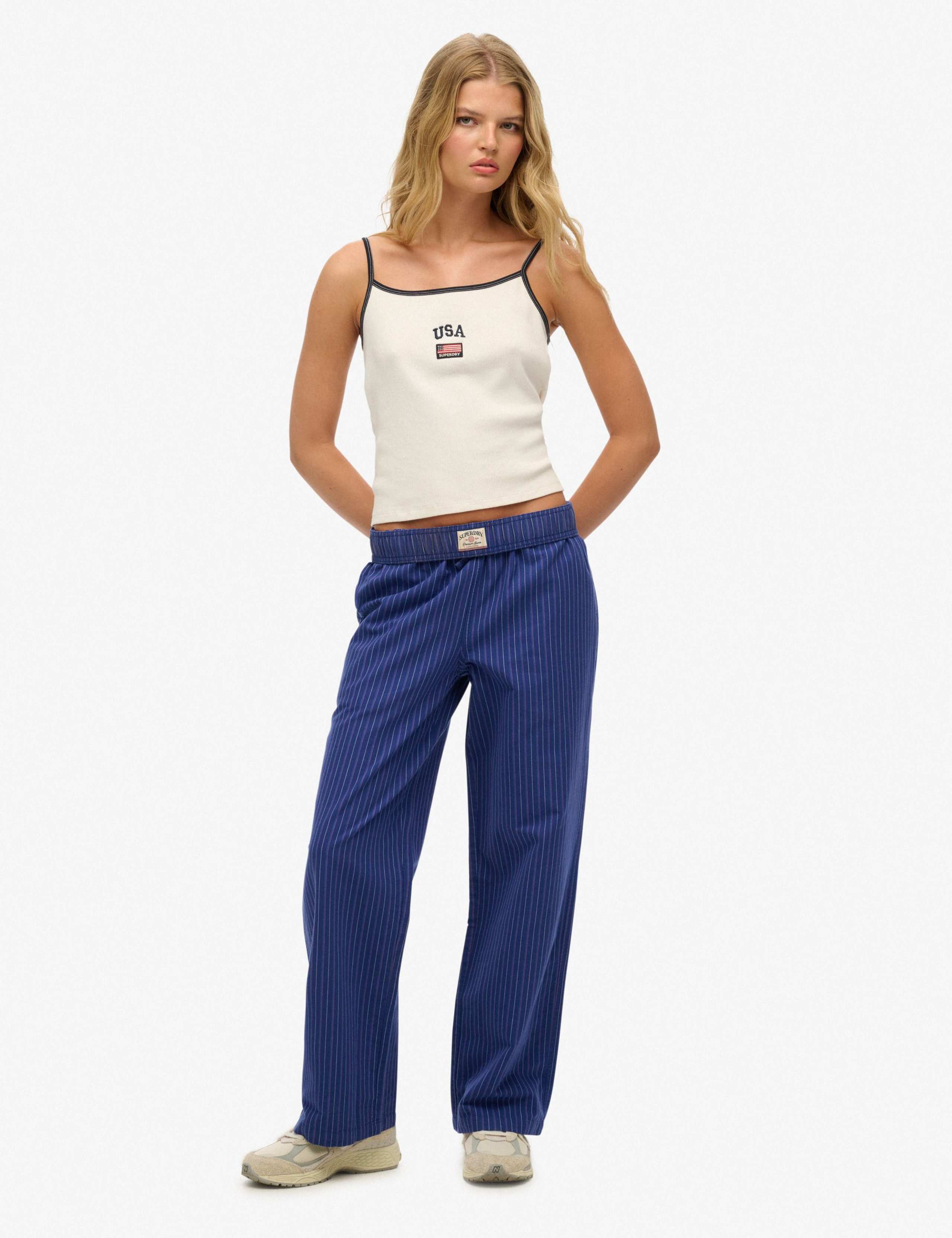 Pure Cotton Striped Straight Leg Trousers
