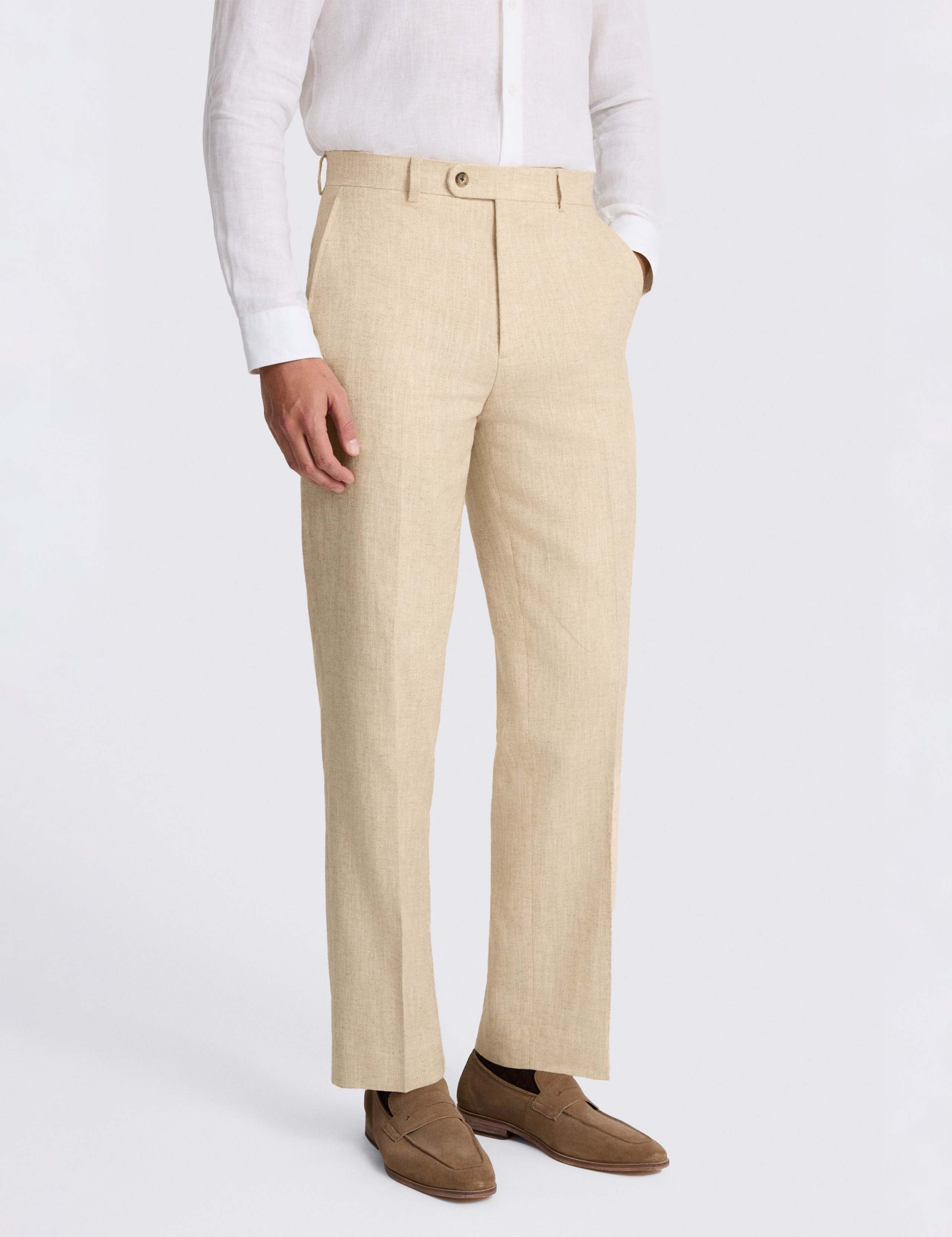 Relaxed Fit Linen Rich Twill Suit Trousers