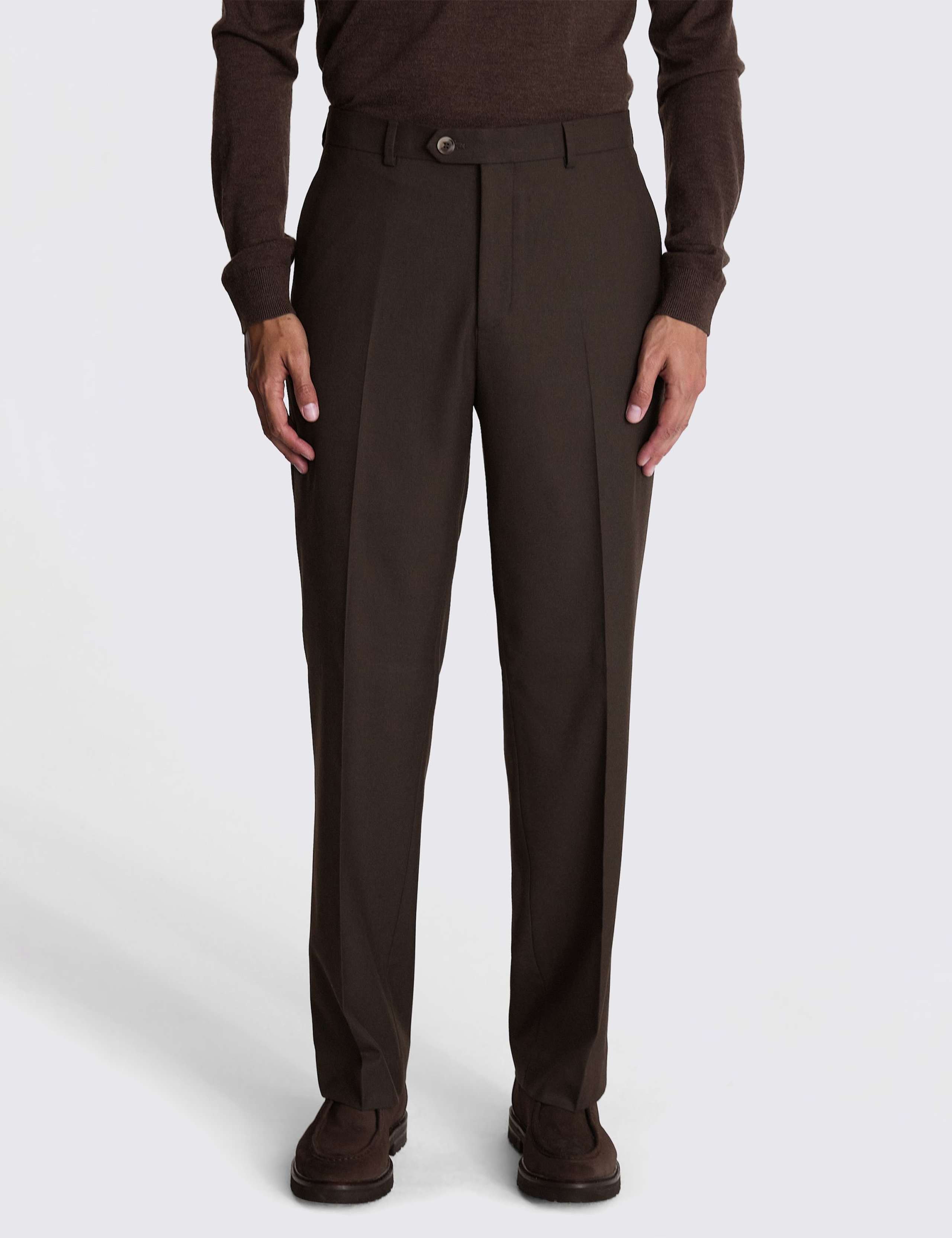 Relaxed Fit Flannel Stretch Suit Trousers