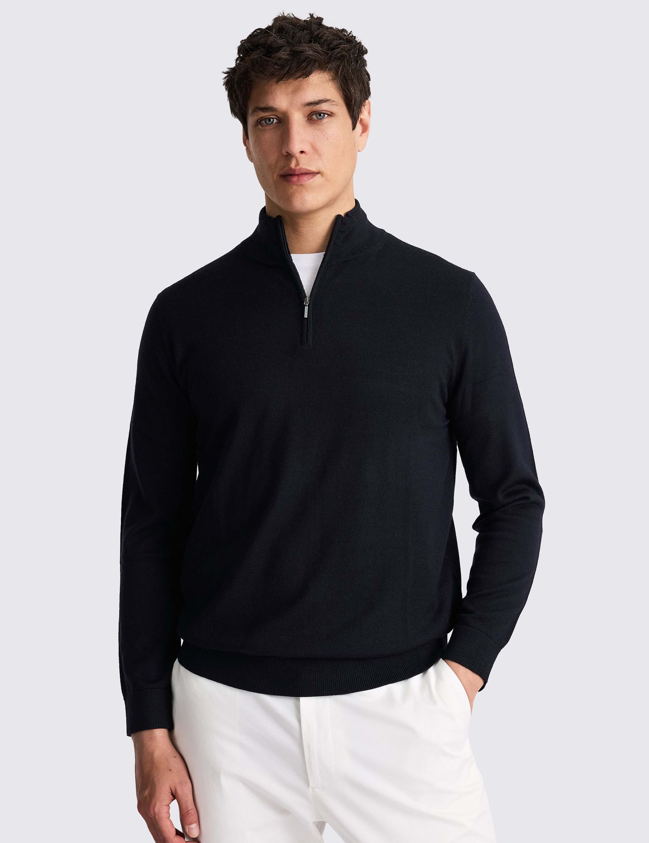 Merino Wool Rich Half Zip Jumper