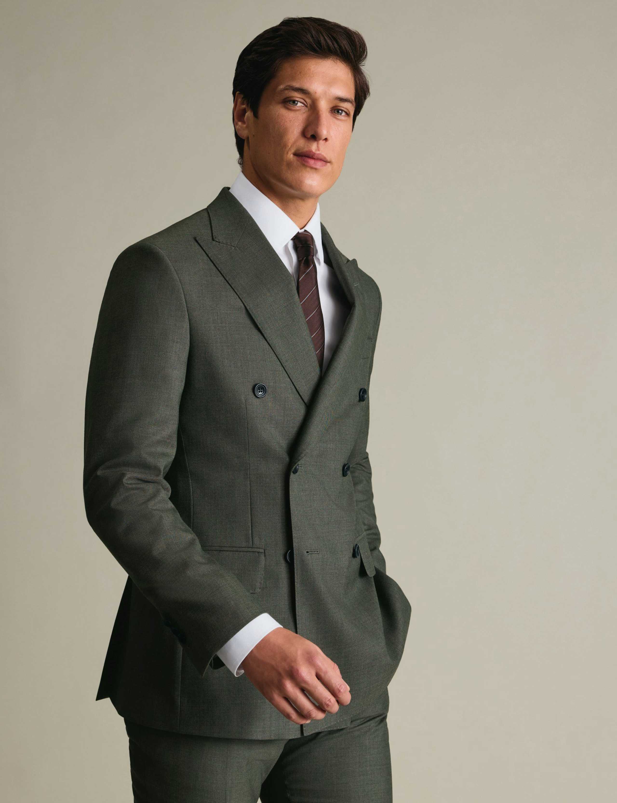 Slim Fit Pure Wool Double Breasted Suit Jacket