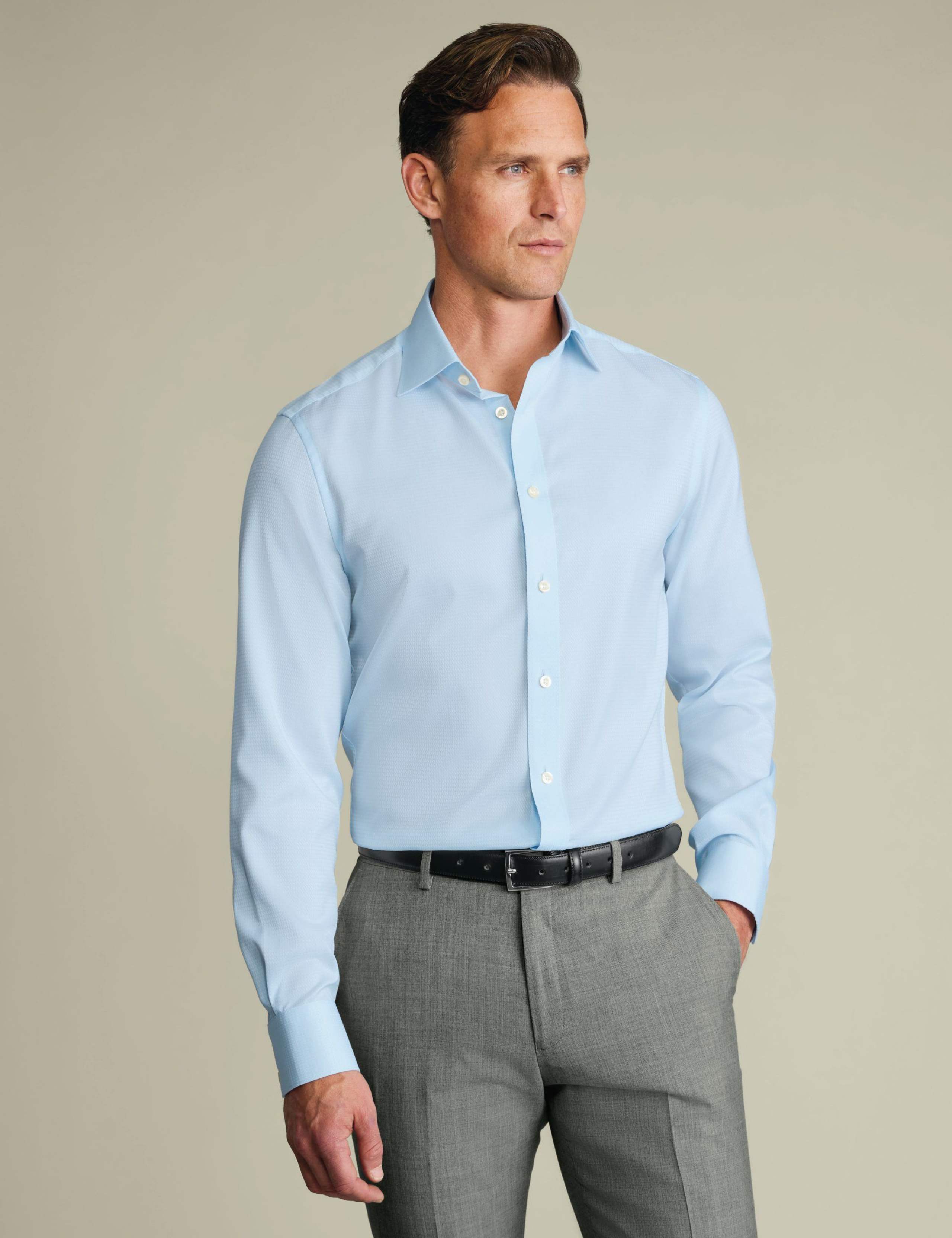 Slim Fit Pure Cotton Textured Luxury Shirt