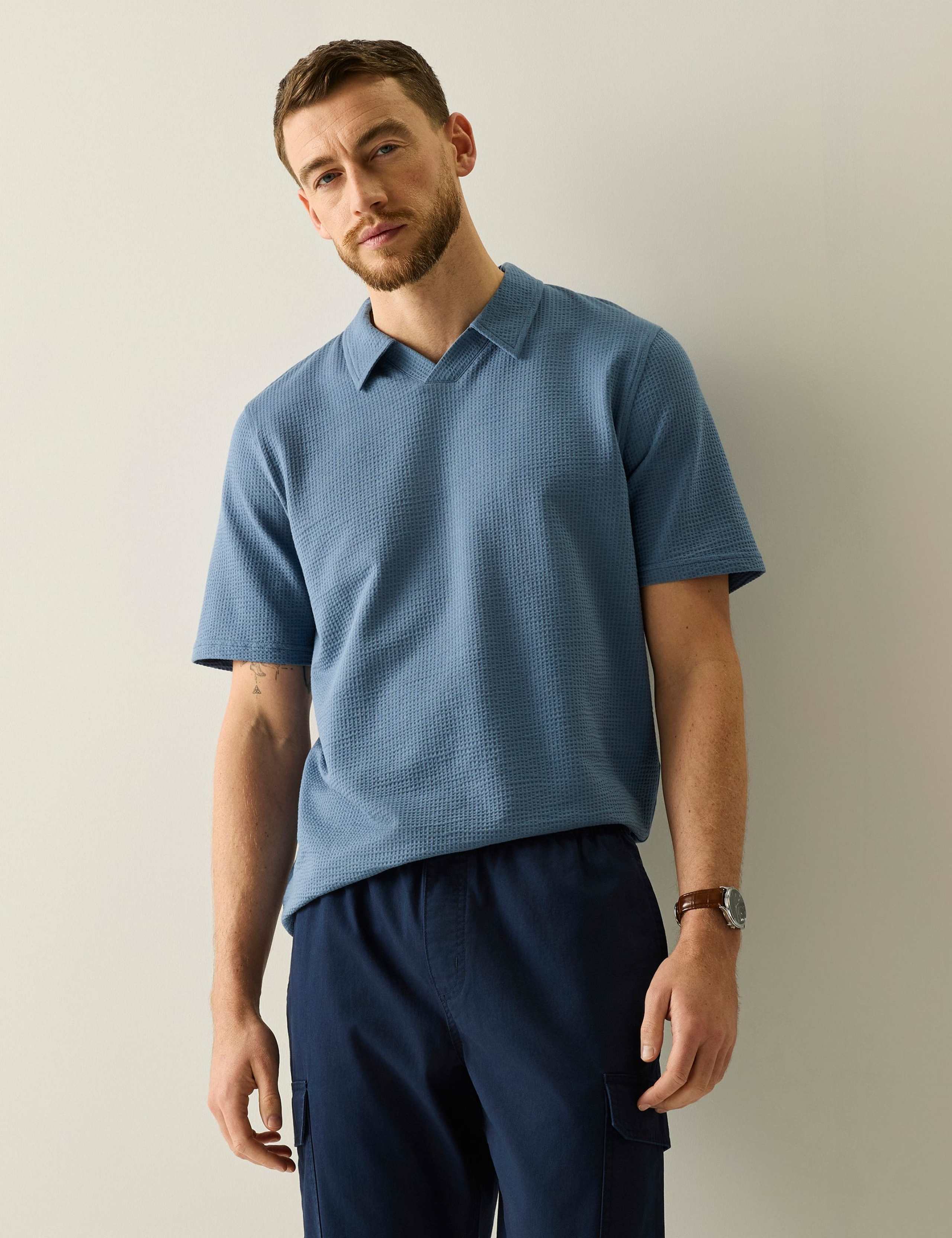 Delray Cotton Rich Waffle Polo Shirt