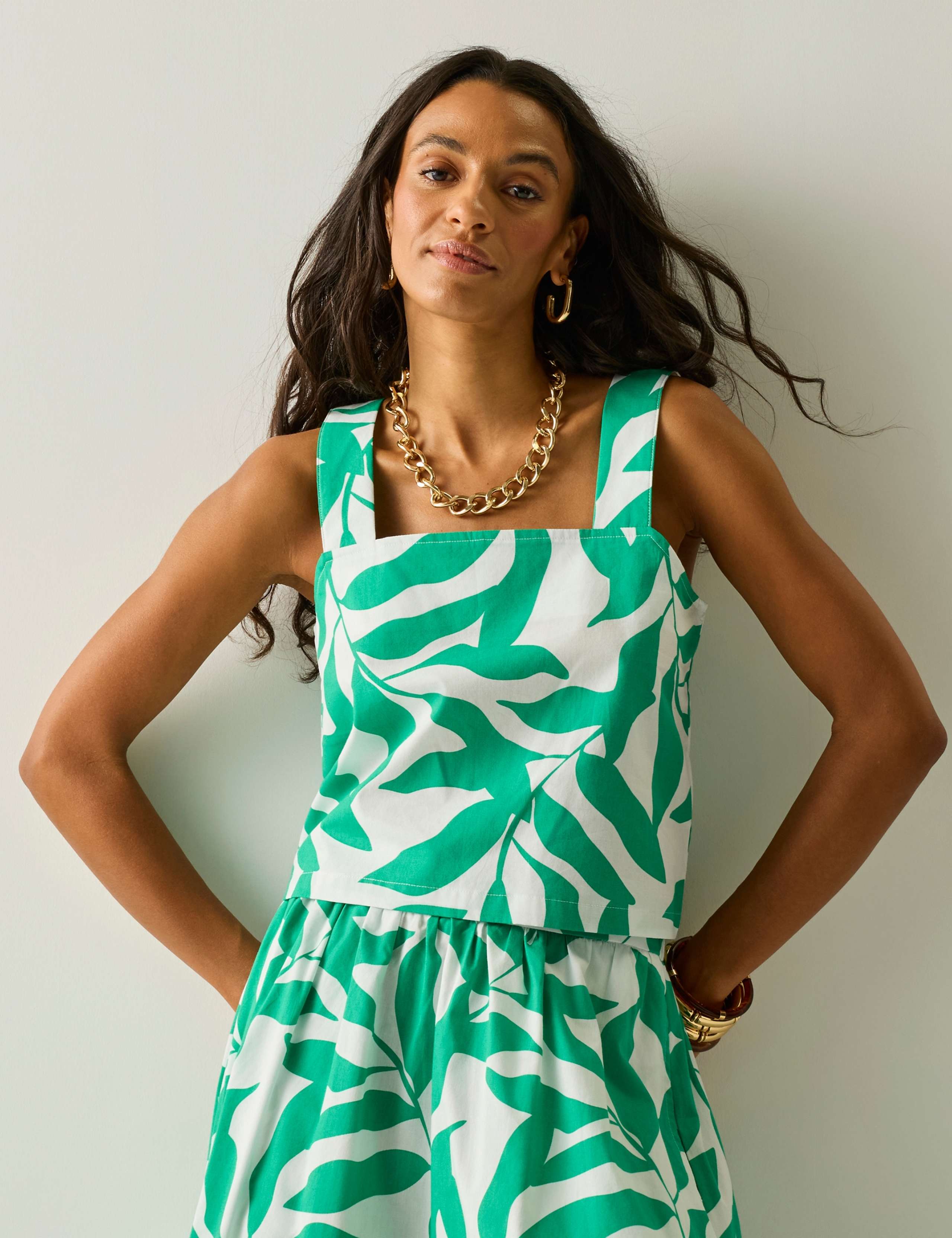 Laguna Pure Cotton Leaf Print Vest Top