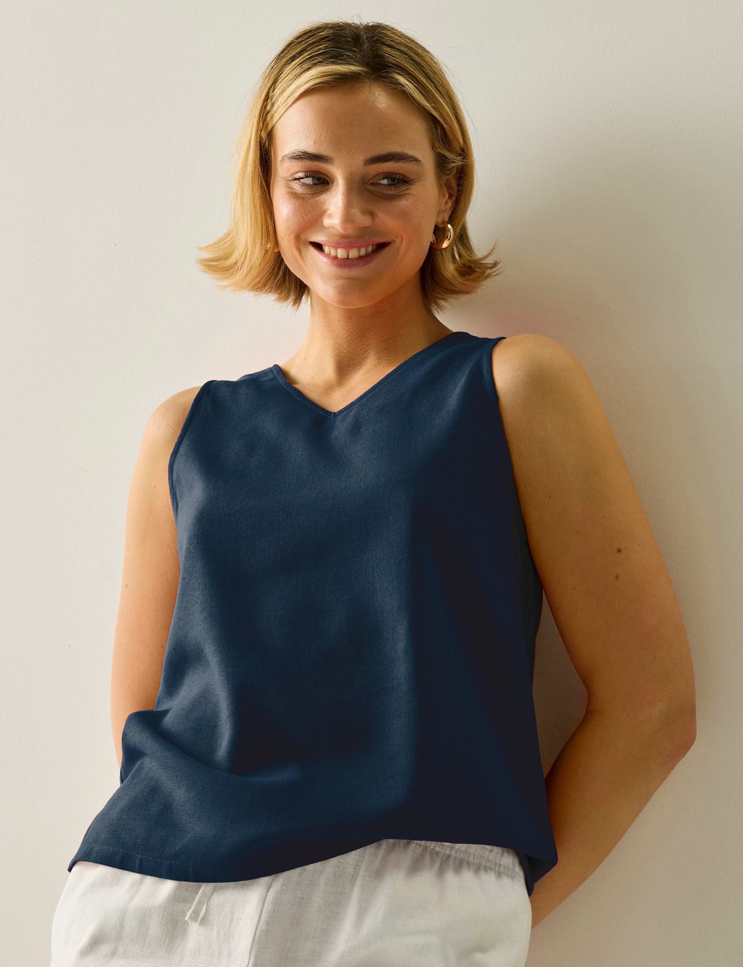 Palomina V-Neck Vest Top with Linen