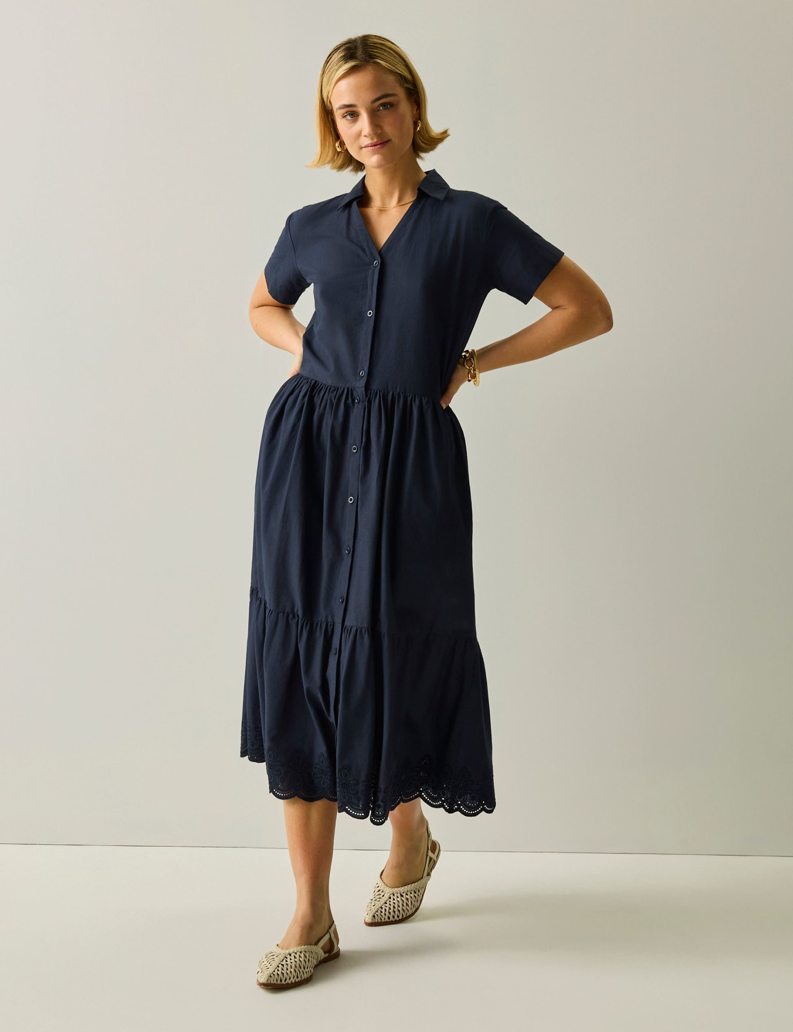 Navagio Pure Cotton Midi Shirt Dress