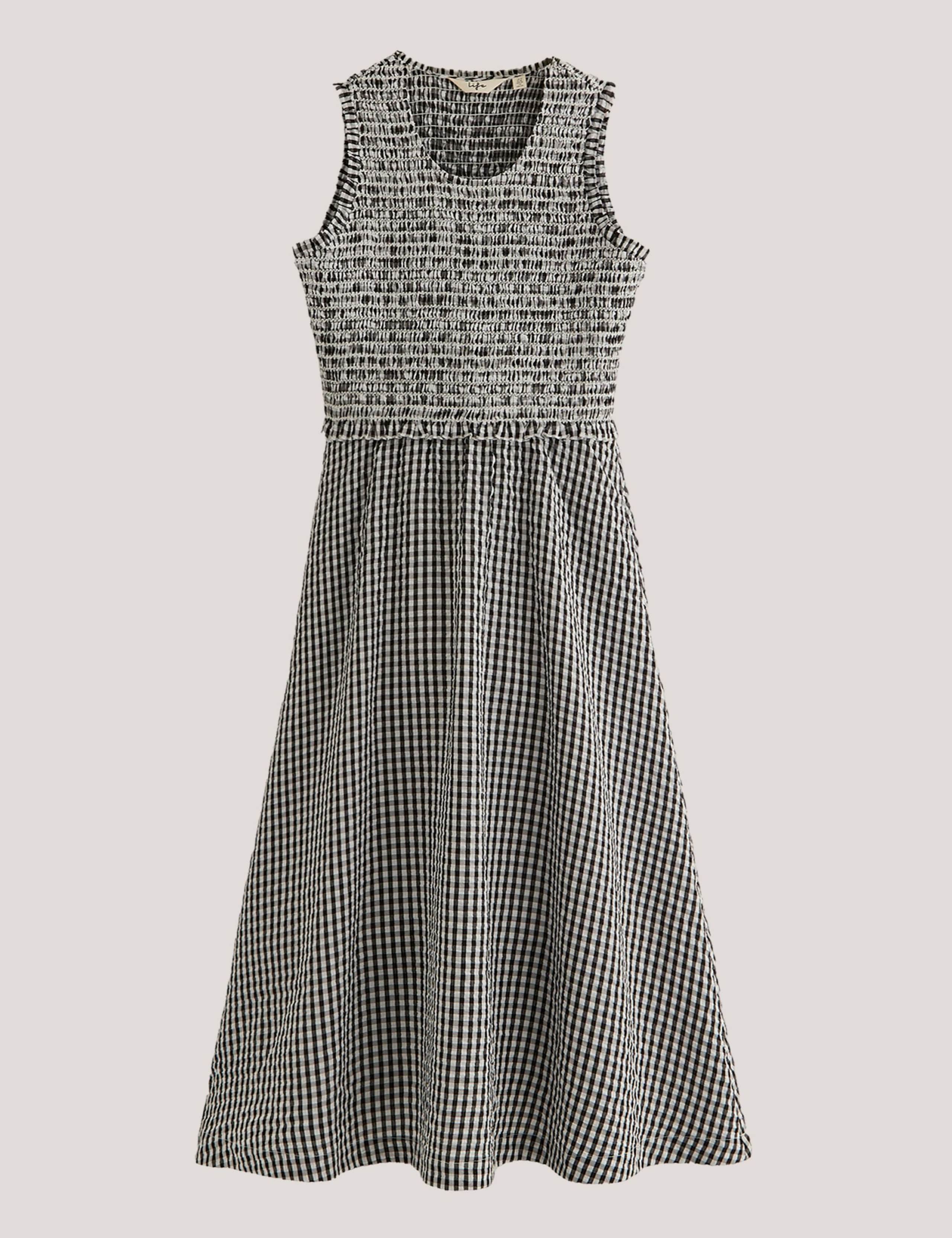 Poloma Gingham Midi Shirred Dress