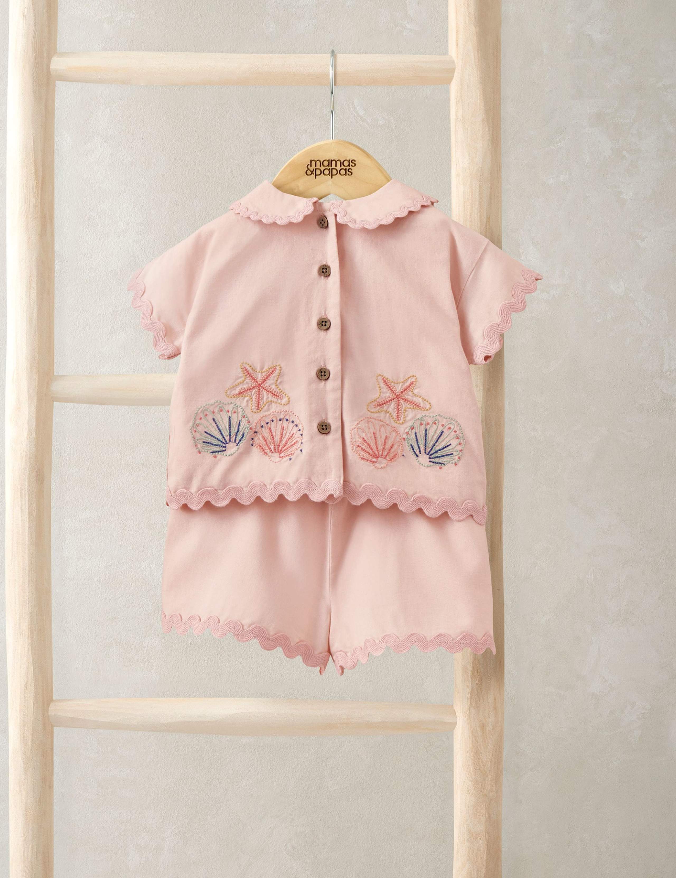 2 Piece Shell Embroidery Top & Bottom Set (0-3 Years)