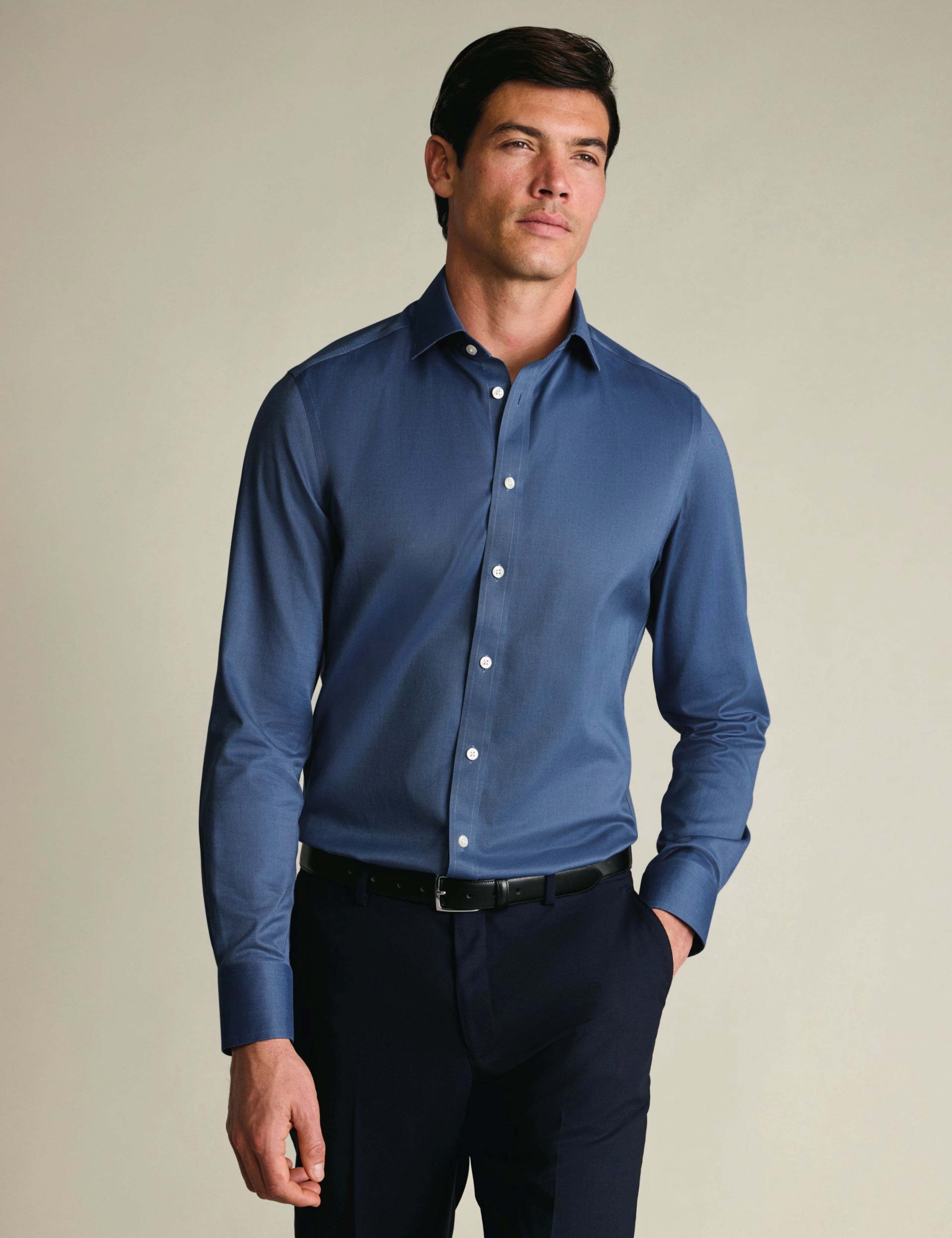 Slim Fit Non Iron Pure Cotton Twill Shirt