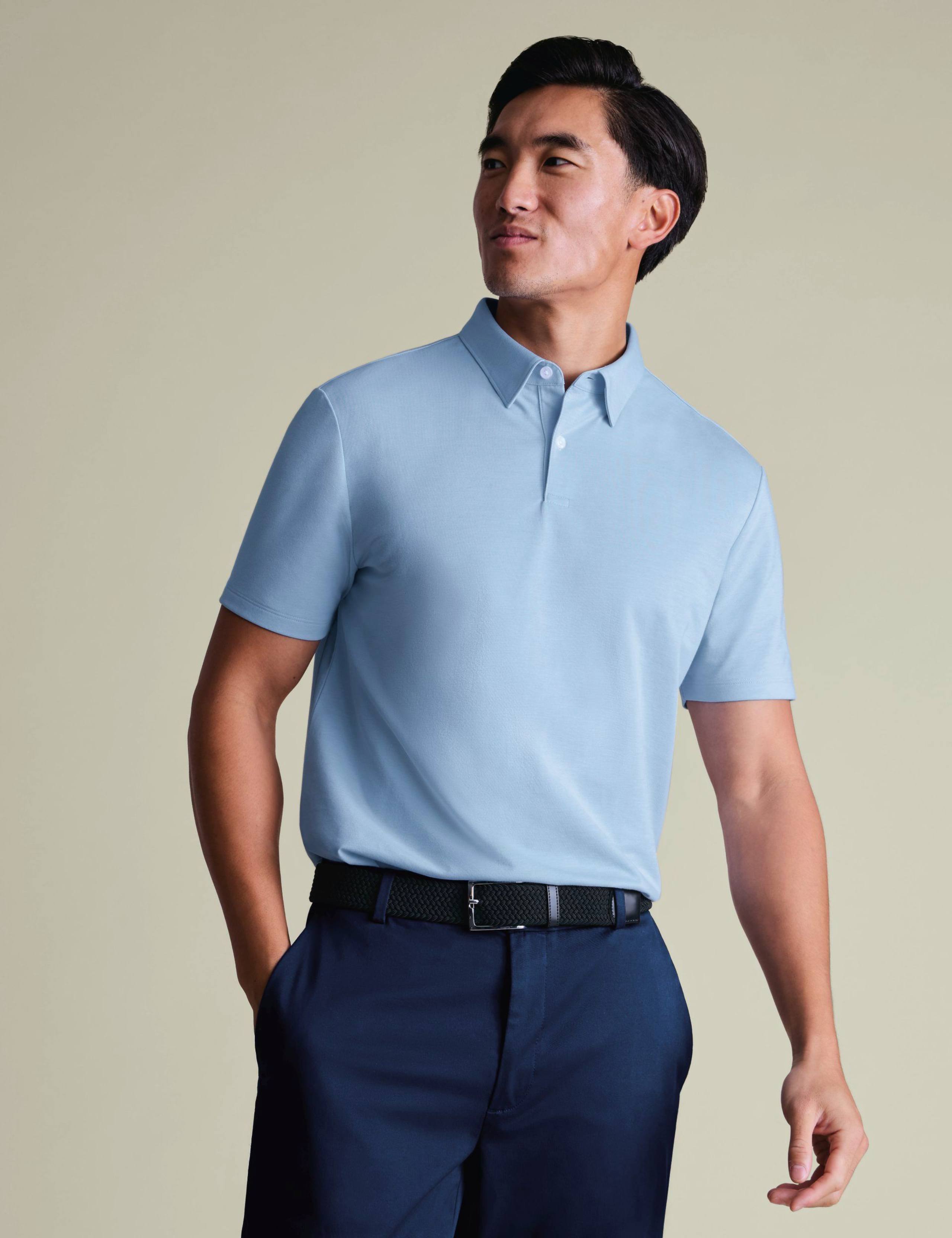 Cotton Blend Jersey Polo Shirt
