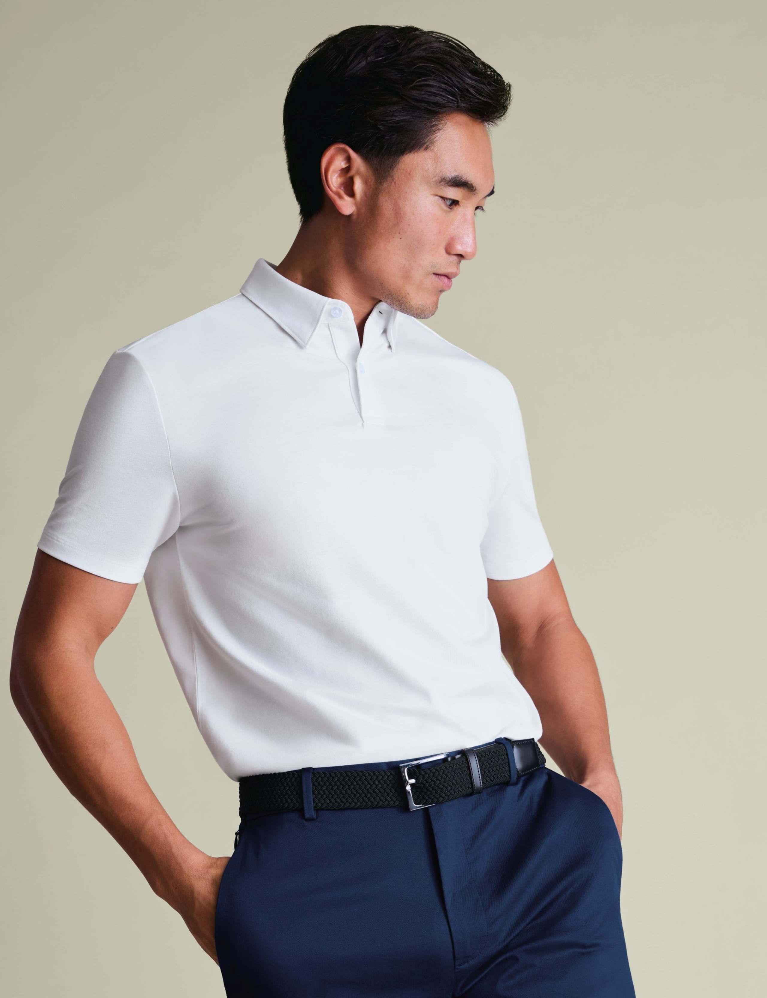 Cotton Blend Jersey Polo Shirt