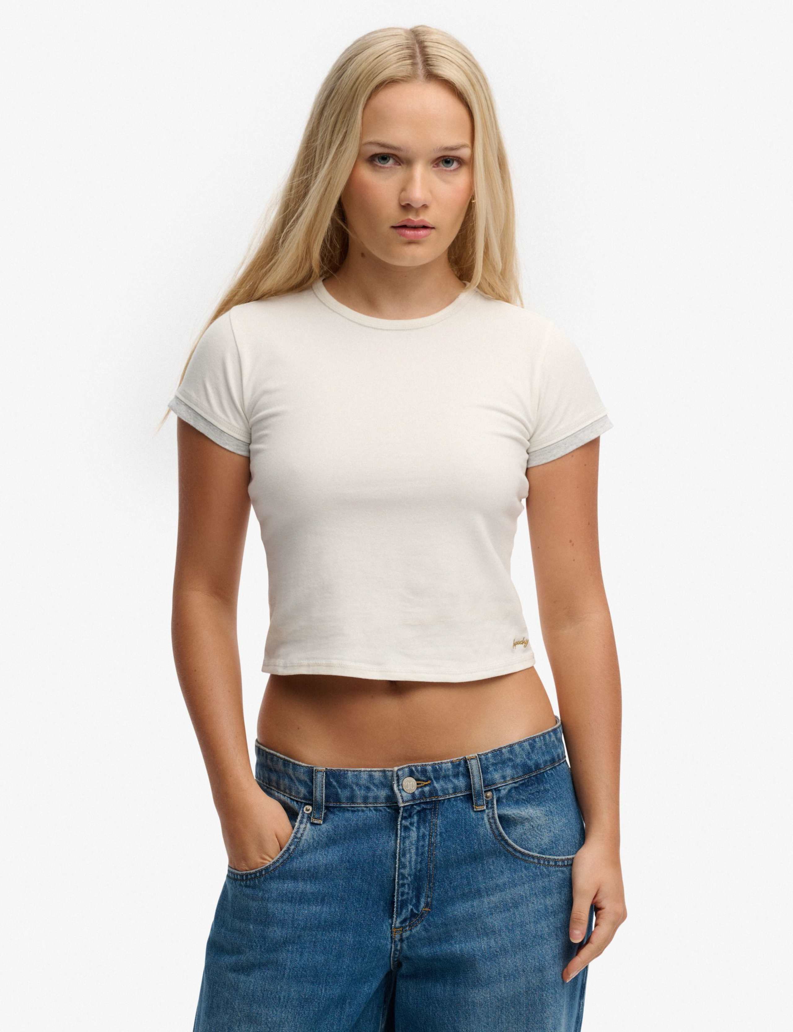 Cotton Rich Layered Crop T-Shirt