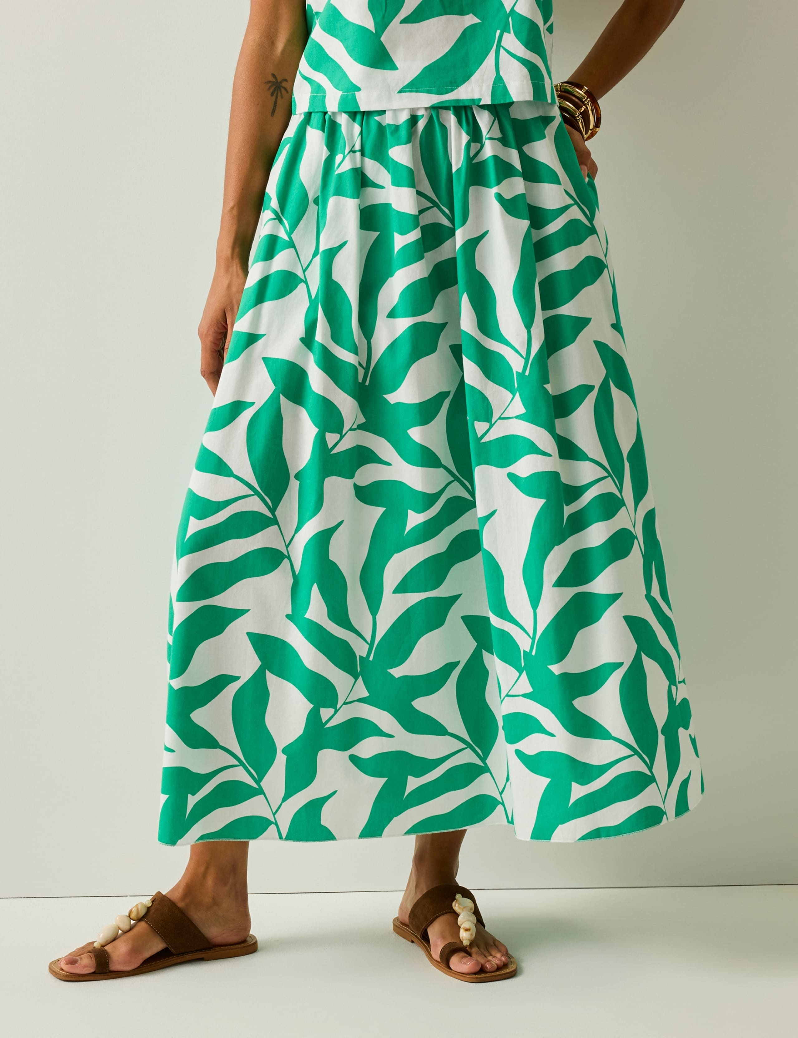Galdana Pure Cotton Printed Midi Skirt
