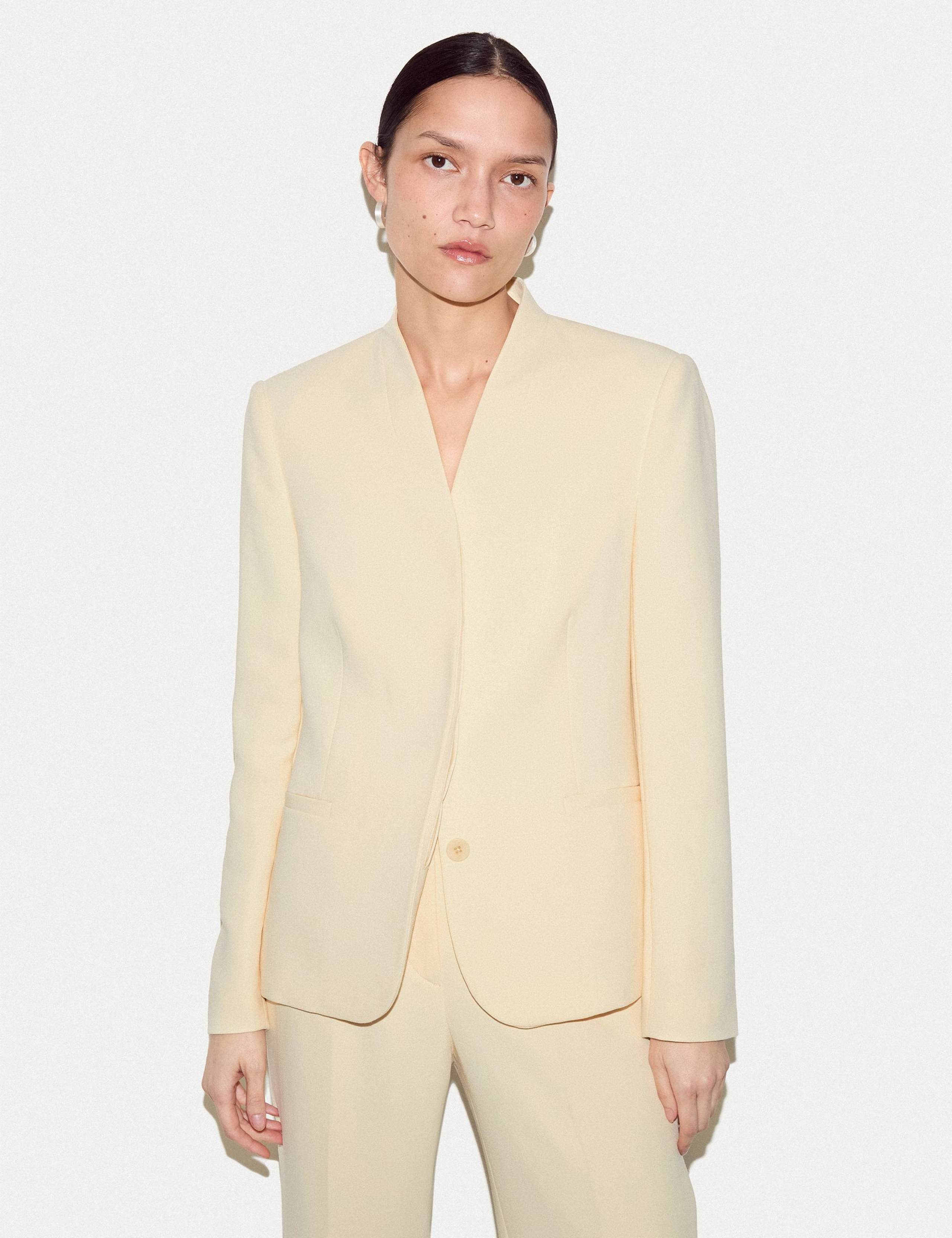 Tailored Collarless Blazer