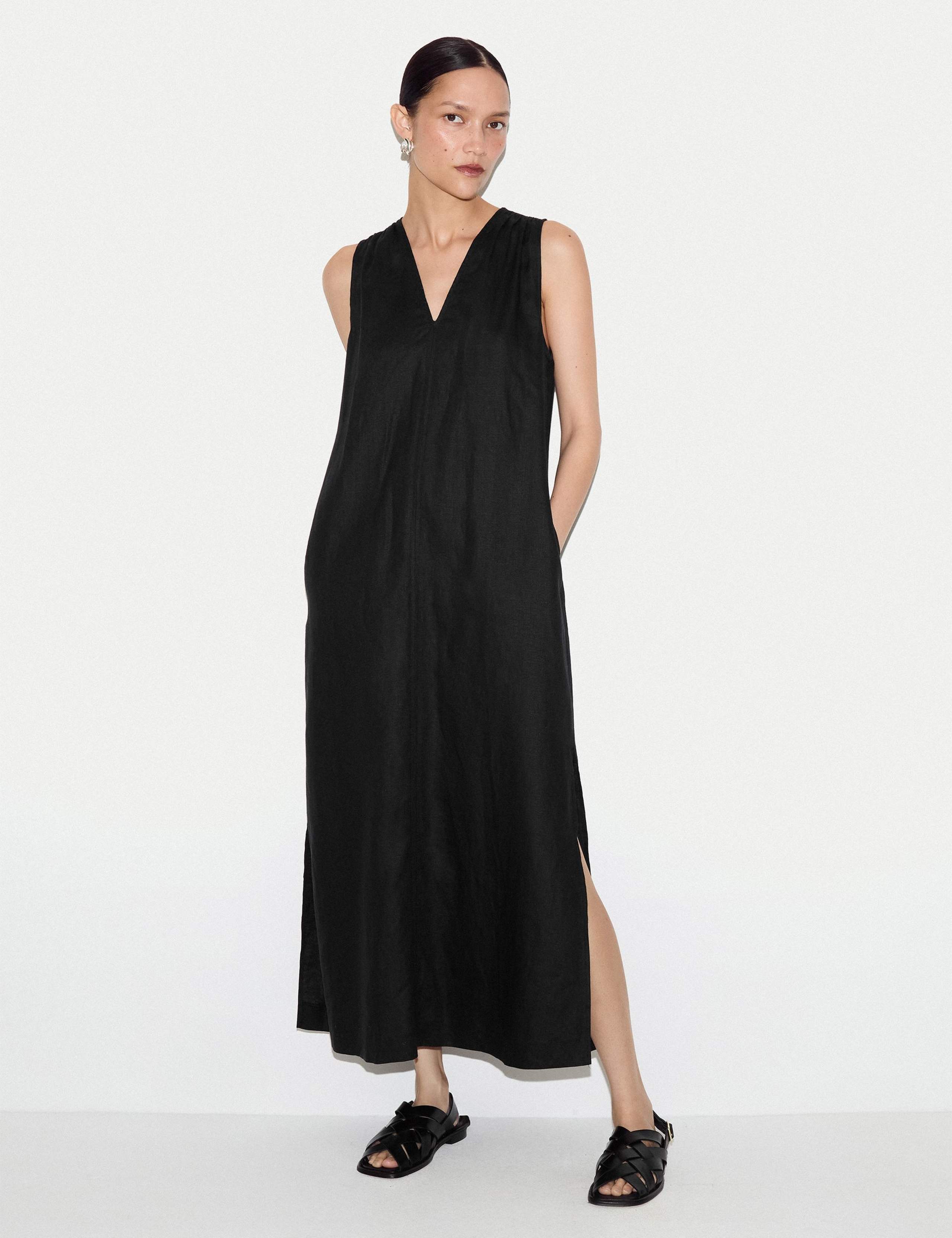 Pure Linen Midaxi Column Dress