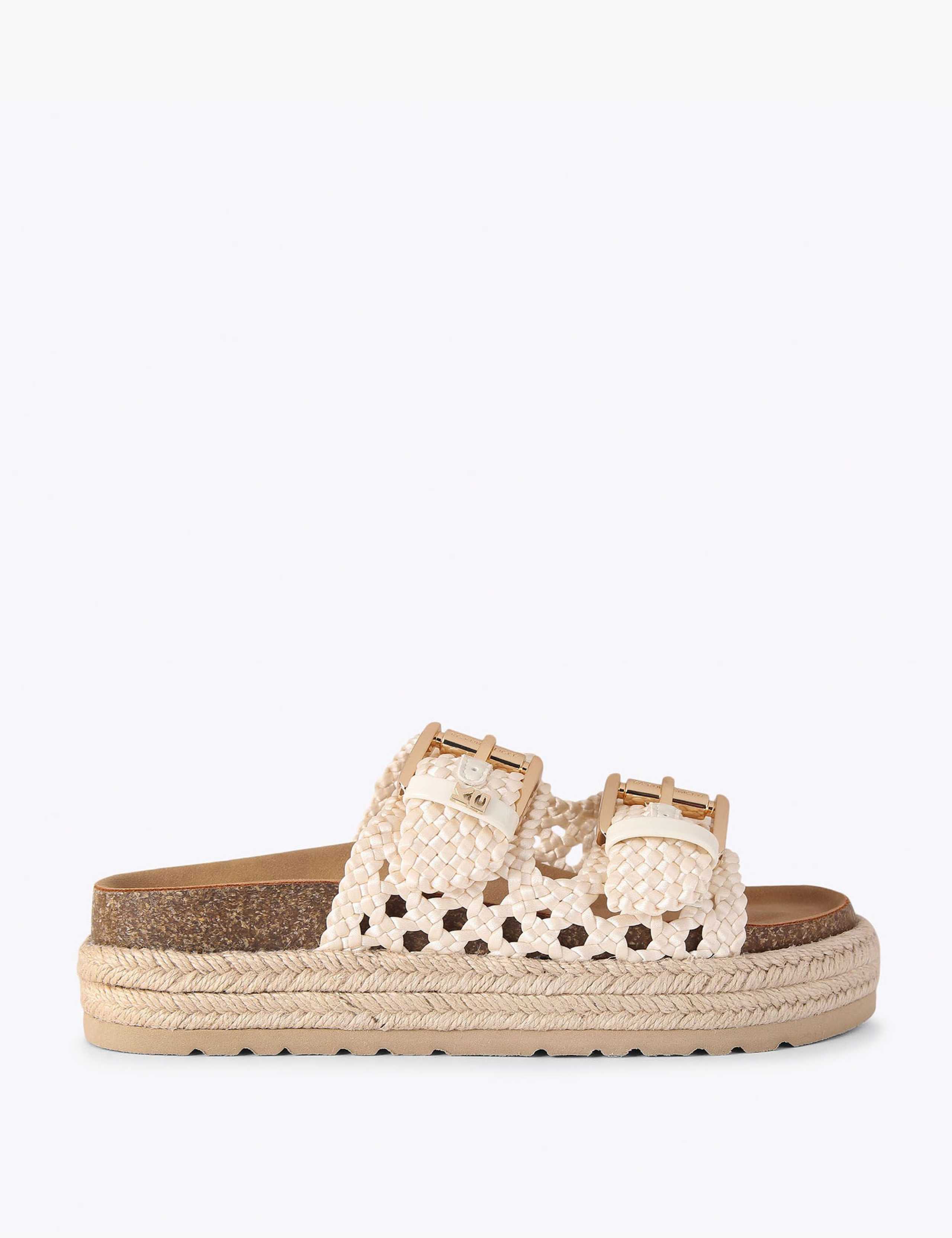Woven Buckle Flatform Sandals