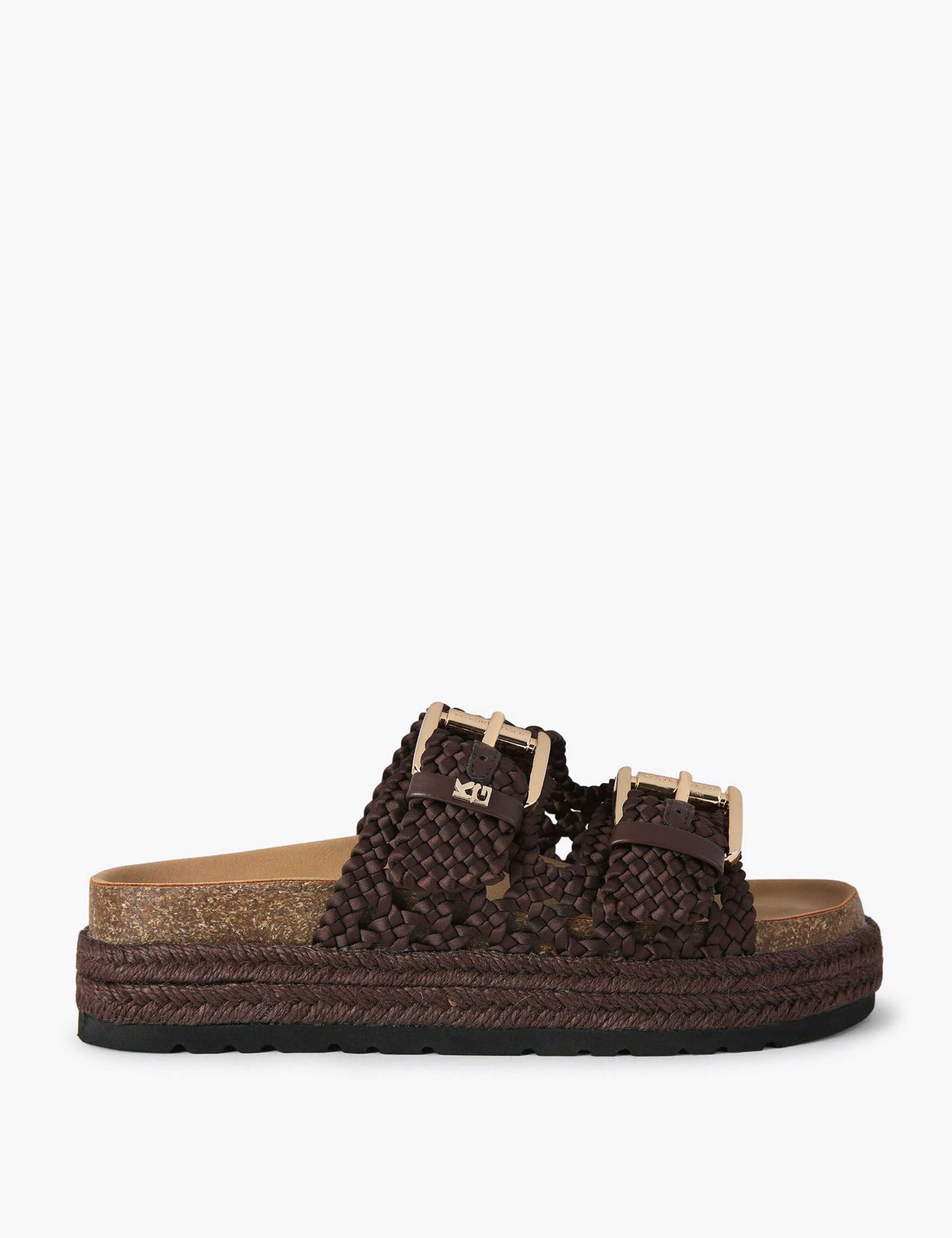 Woven Buckle Flatform Sandals